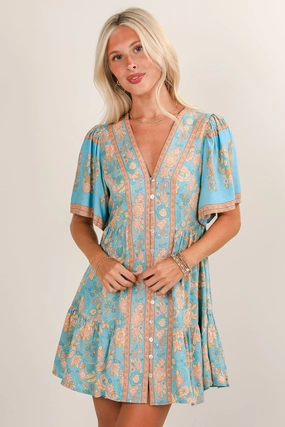 Dropped-Waist FINAL SALE - Softly Spoken Floral Babydoll Mini Dress