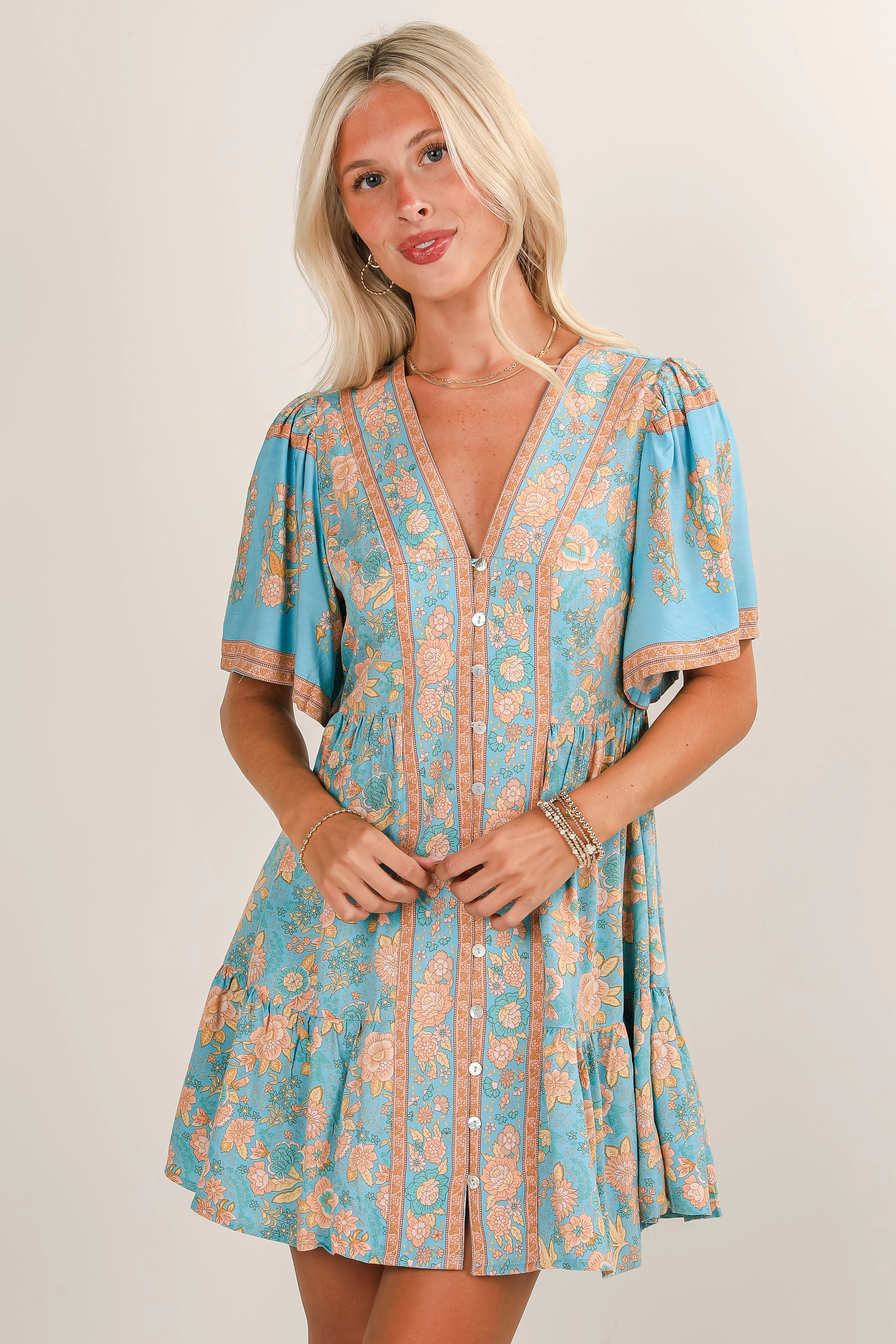 Dropped-Waist FINAL SALE - Softly Spoken Floral Babydoll Mini Dress