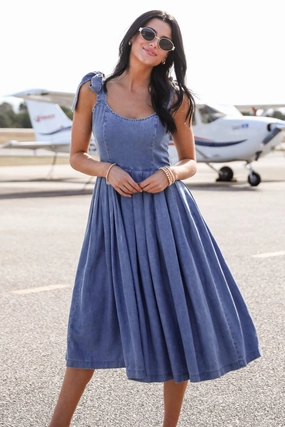 FINAL SALE - Truly Unforgettable Denim Midi Dress Fall Layer