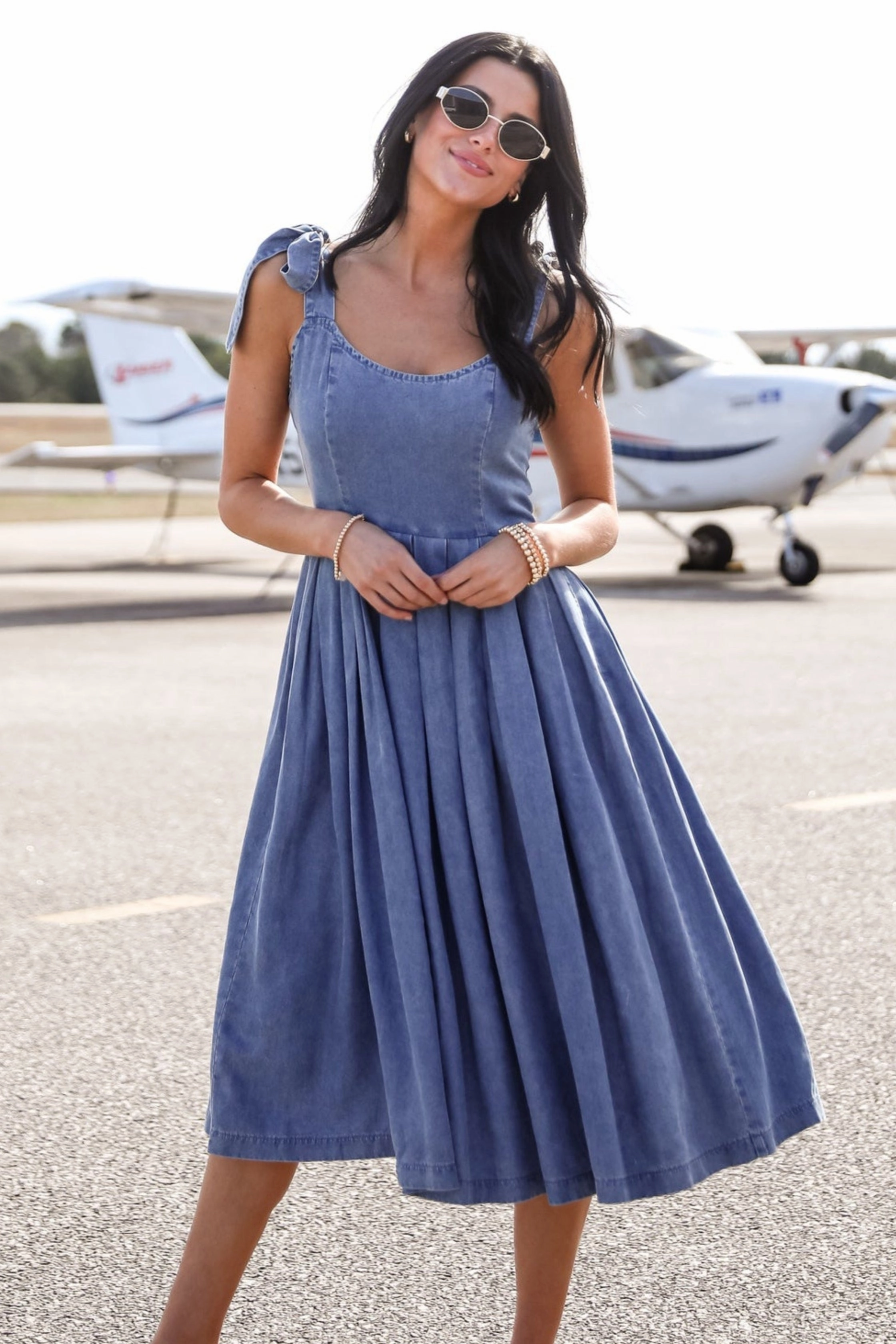 FINAL SALE - Truly Unforgettable Denim Midi Dress Lightweight-Lining Calm Flow