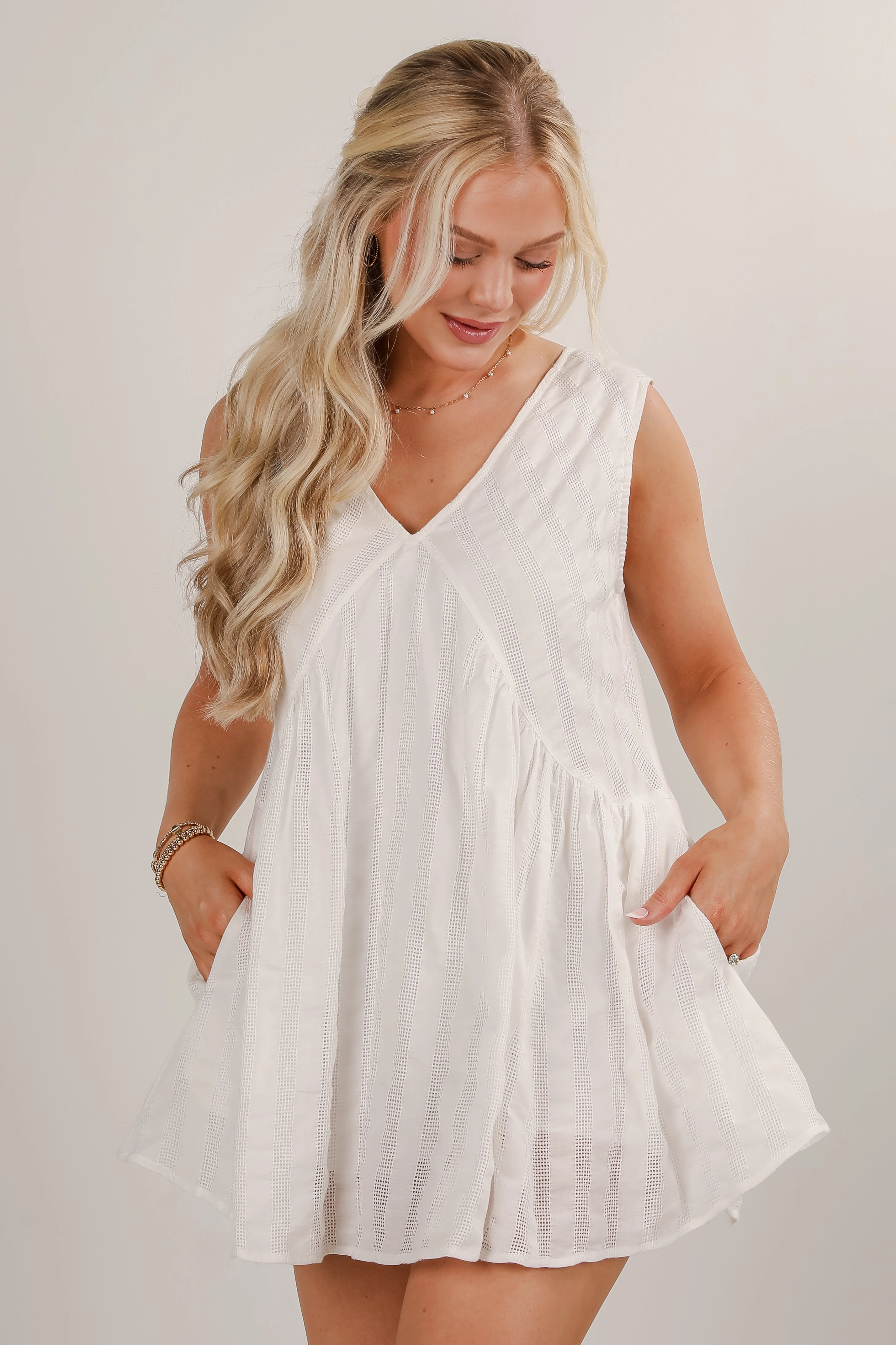 FINAL SALE - Worn With Wonder White Romper Dress Casual Edge