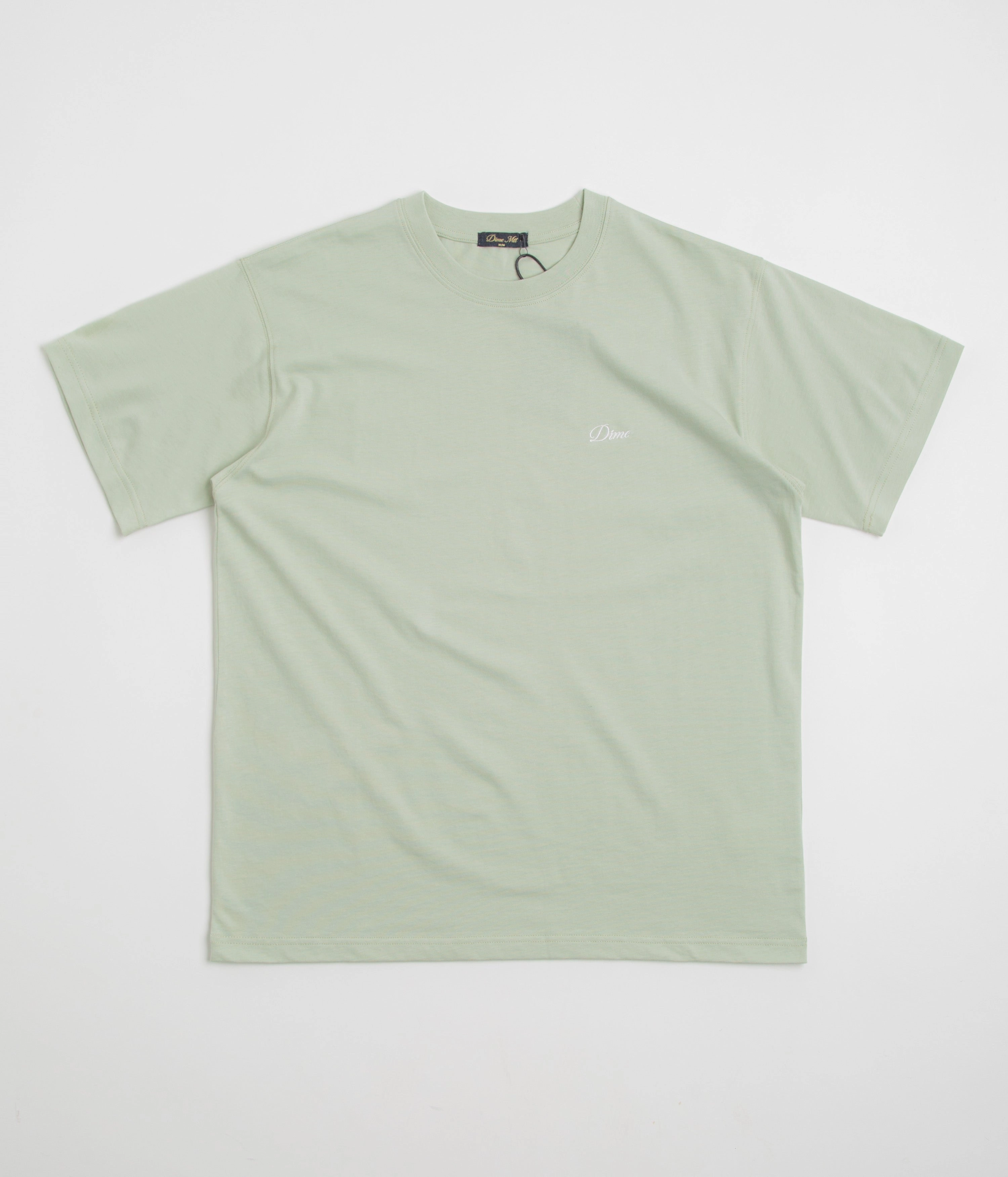 sleeve length Asymmetrical hem Dime Cursive Small Logo T-Shirt - Charcoal Moss