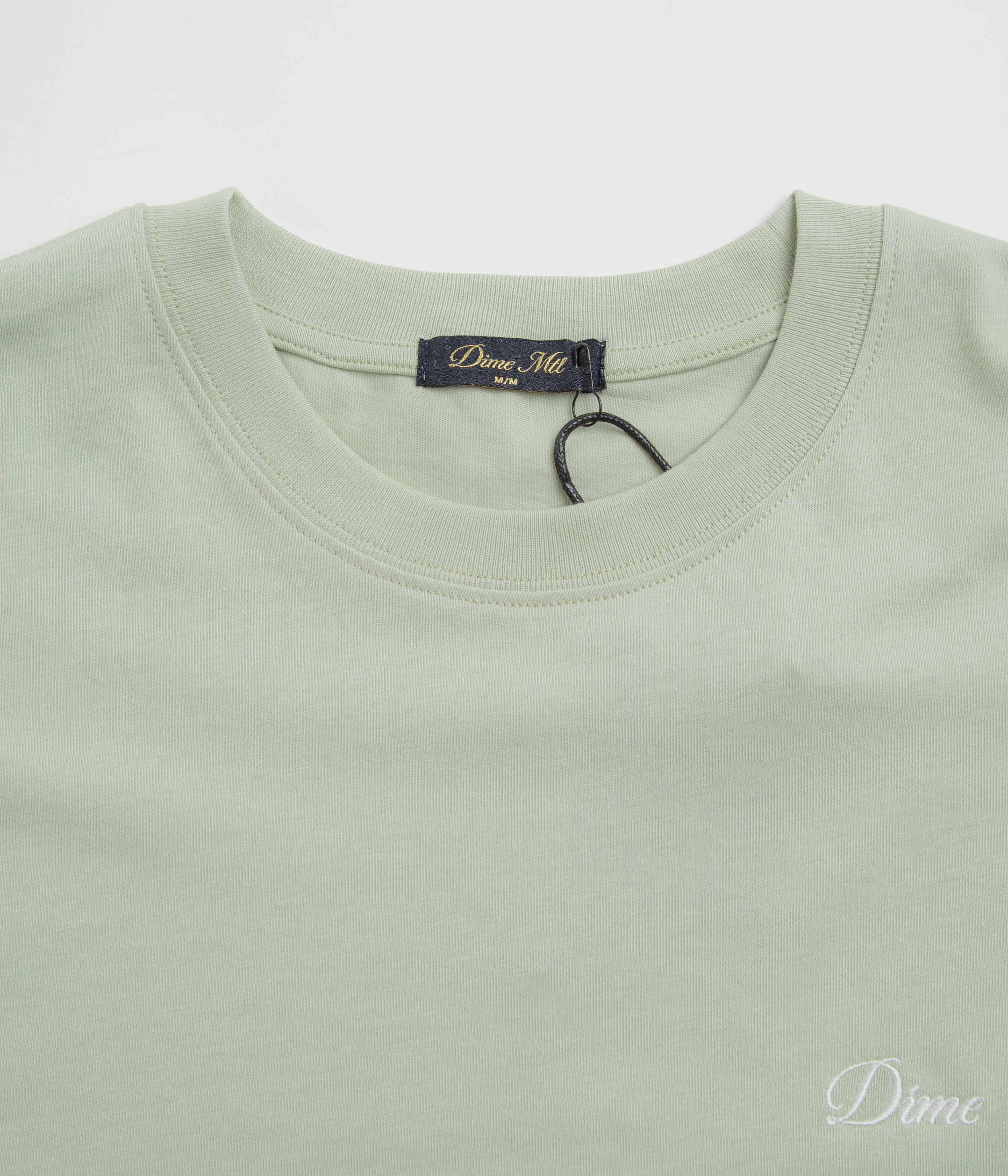 Dime Cursive Small Logo T-Shirt - Charcoal Moss Anti-pilling snowboarding event