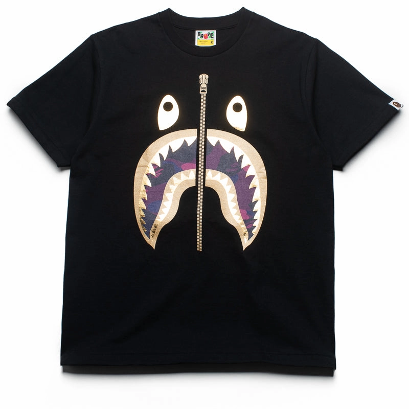 A Bathing Ape Color Camo Shark Tee - Black/Purple Tropical region ping pong venue