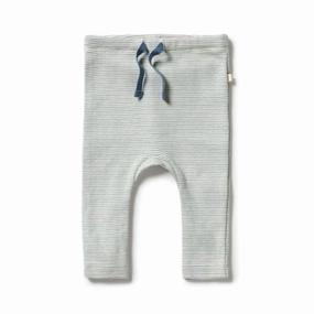 Stretch Fit Kid's Organic Stripe Leggings In Bluestone