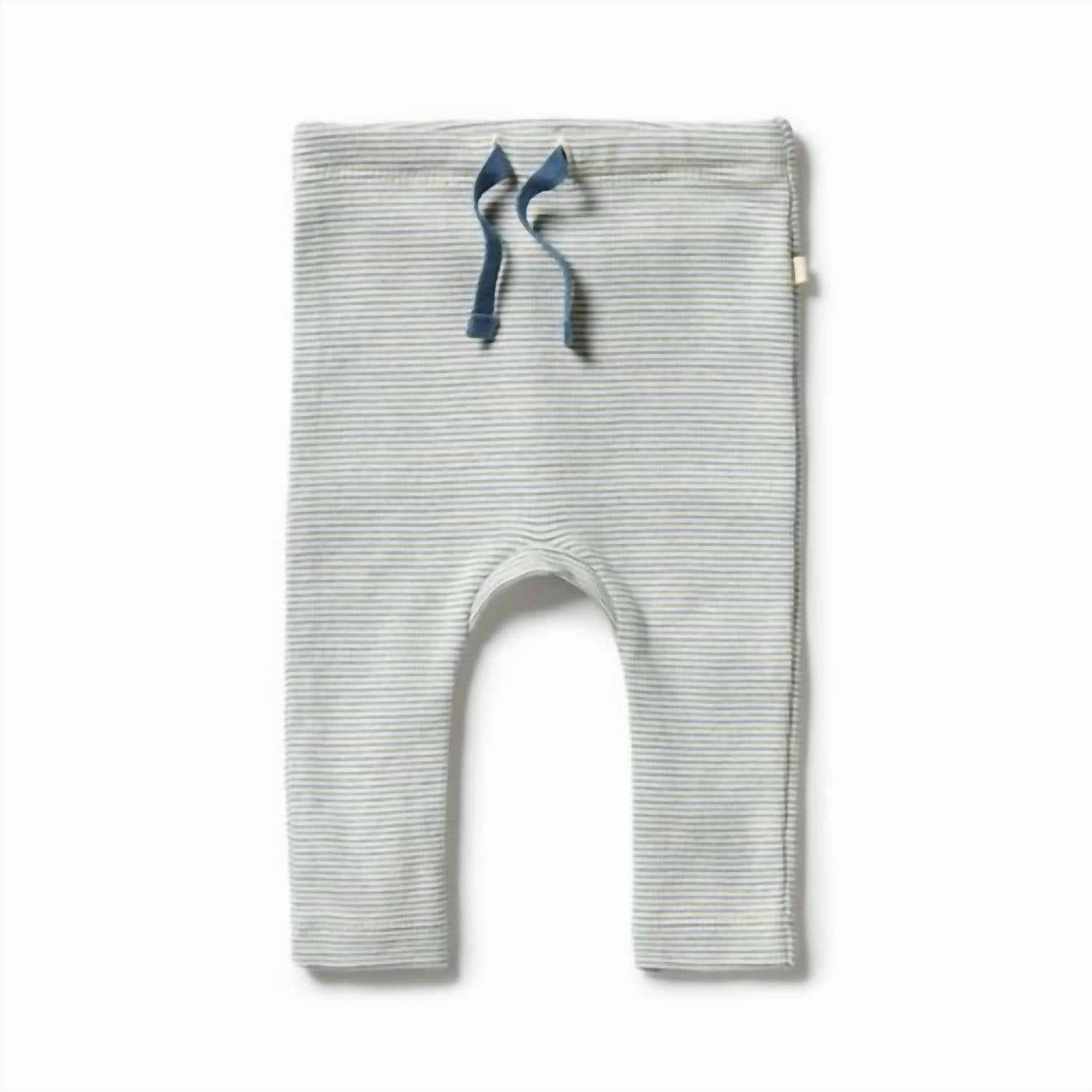 Kid's Organic Stripe Leggings In Bluestone Low-rise style