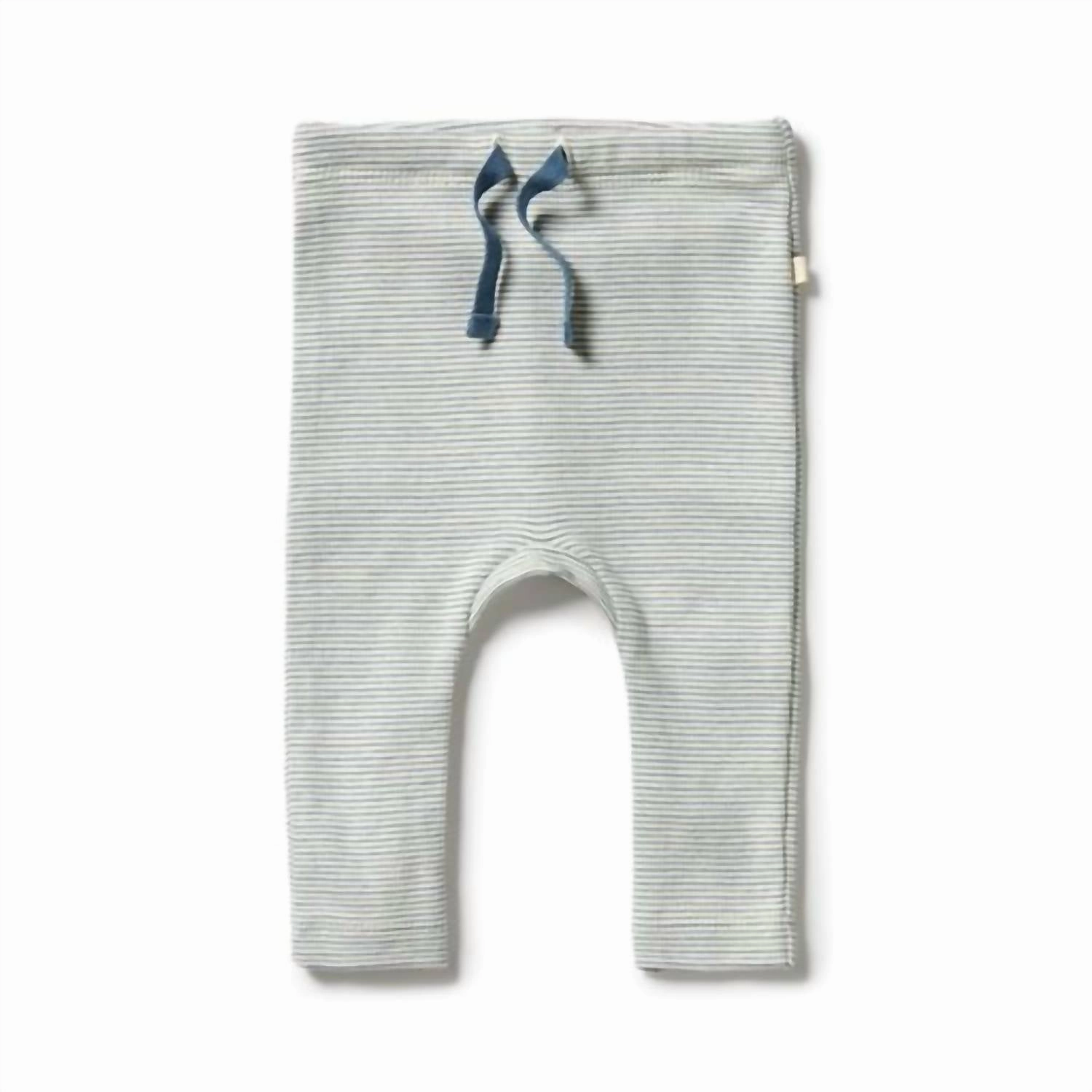 Kid's Organic Stripe Leggings In Bluestone TearResistantMaterial