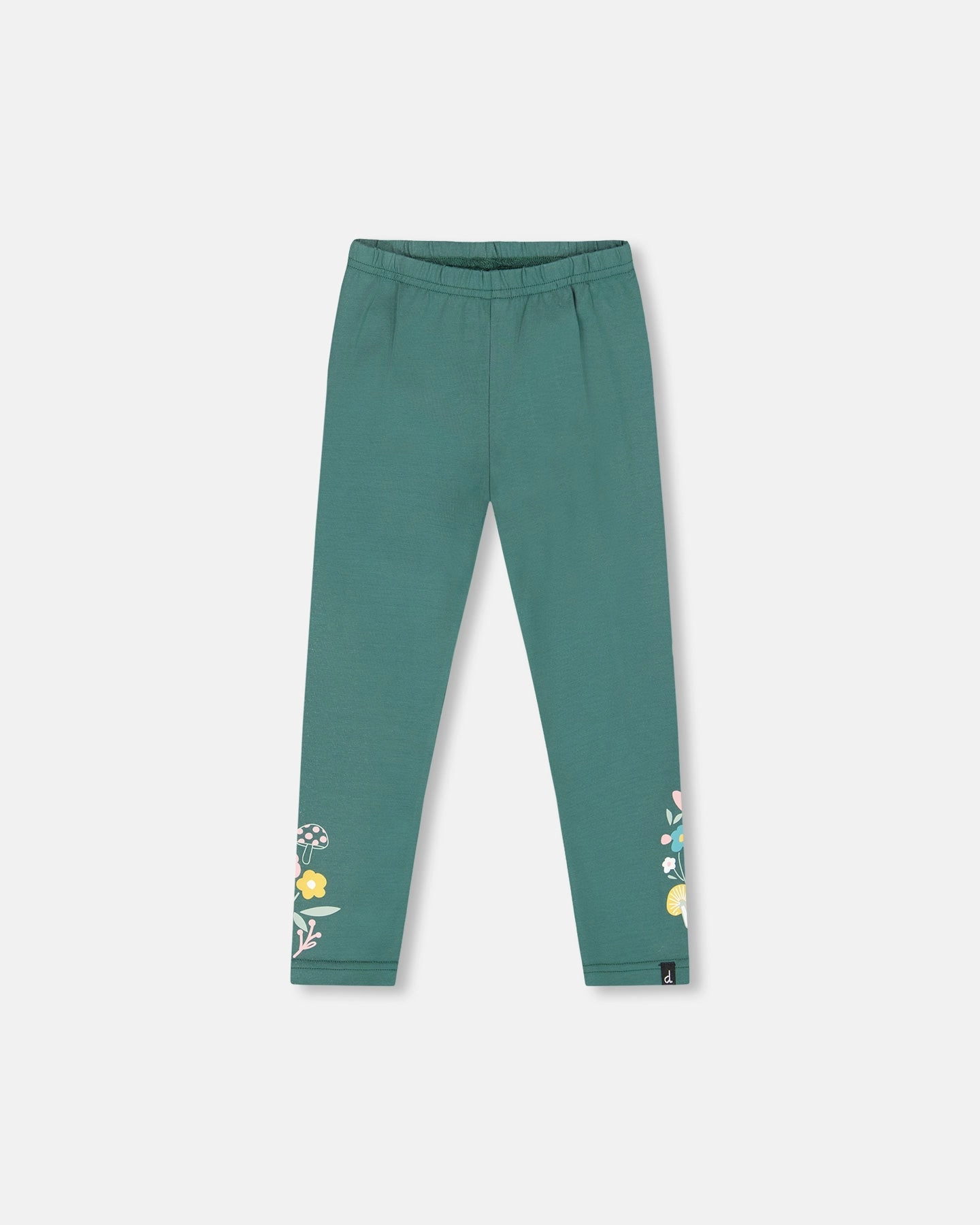 Easy Fit Leggings Dark Green with Flower Print