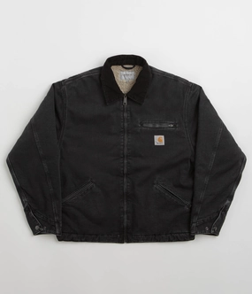 Carhartt OG Detroit Jacket - Black / Black Stone Washed skier Durable Build