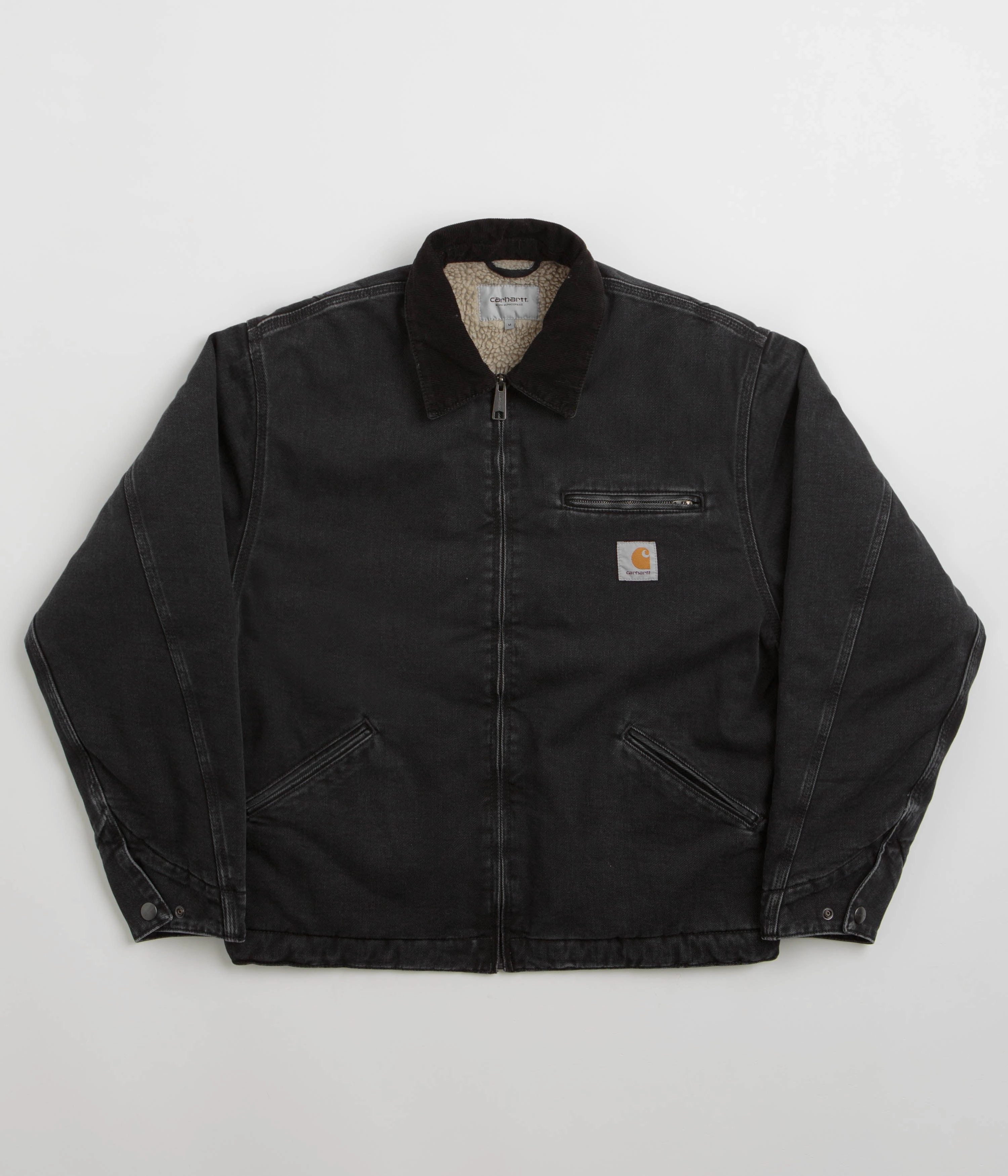 Carhartt OG Detroit Jacket - Black / Black Stone Washed skier Durable Build