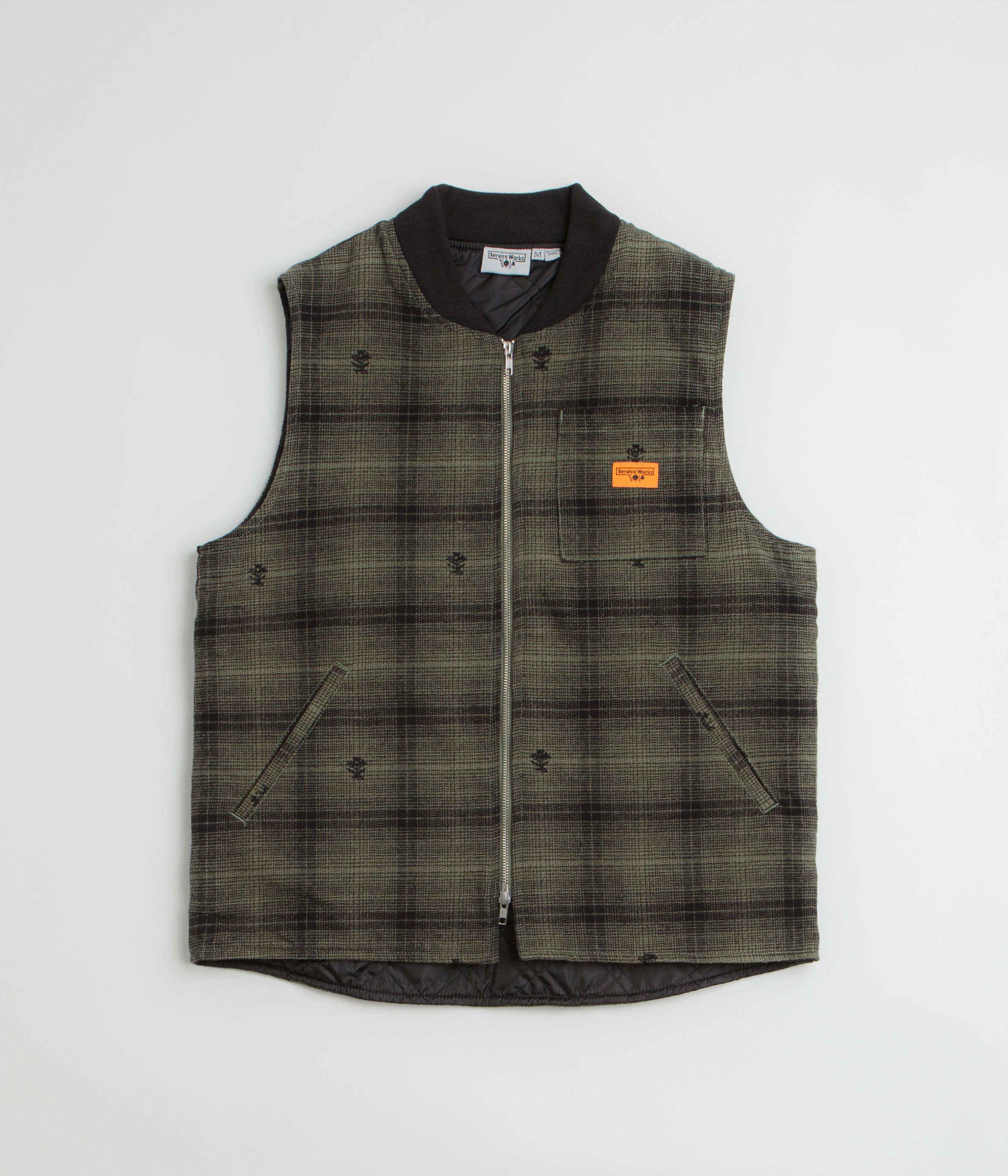 Service Works Thistle Plaid Work Vest - Olive Sport Edge Compliment