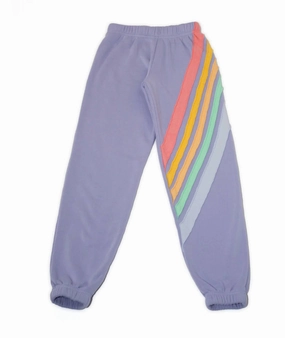 Soft and Cozy Everyday Ease Girl's Flynn Pants In Lilac Rainbow