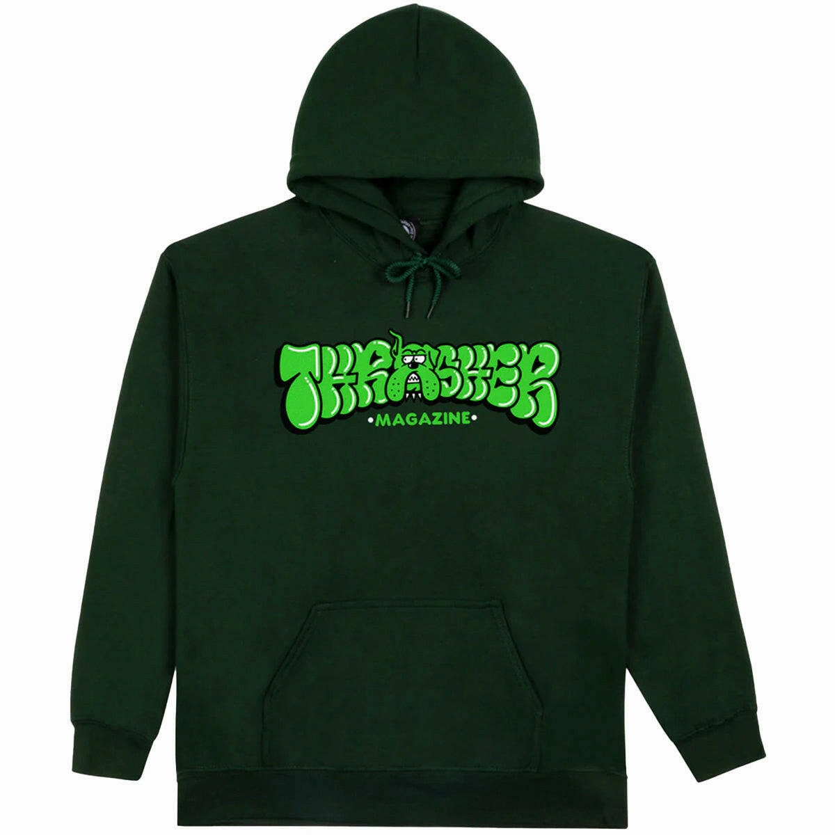 Winter Mode Fluffy look Thrasher - Bully Hoodie Forest Green