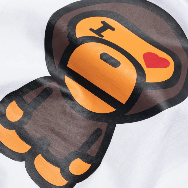 Ribbed Cuff Details A Bathing Ape Heart Baby Milo Tee - White