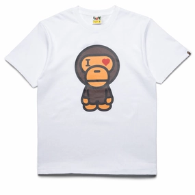A Bathing Ape Heart Baby Milo Tee - White baseball venue Bright Hue