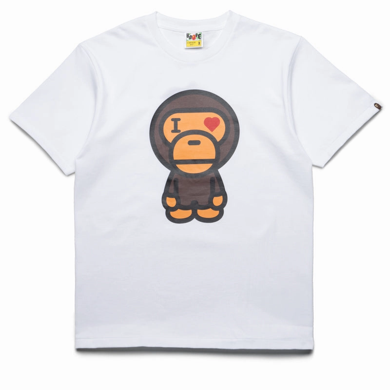 A Bathing Ape Heart Baby Milo Tee - White baseball venue Bright Hue