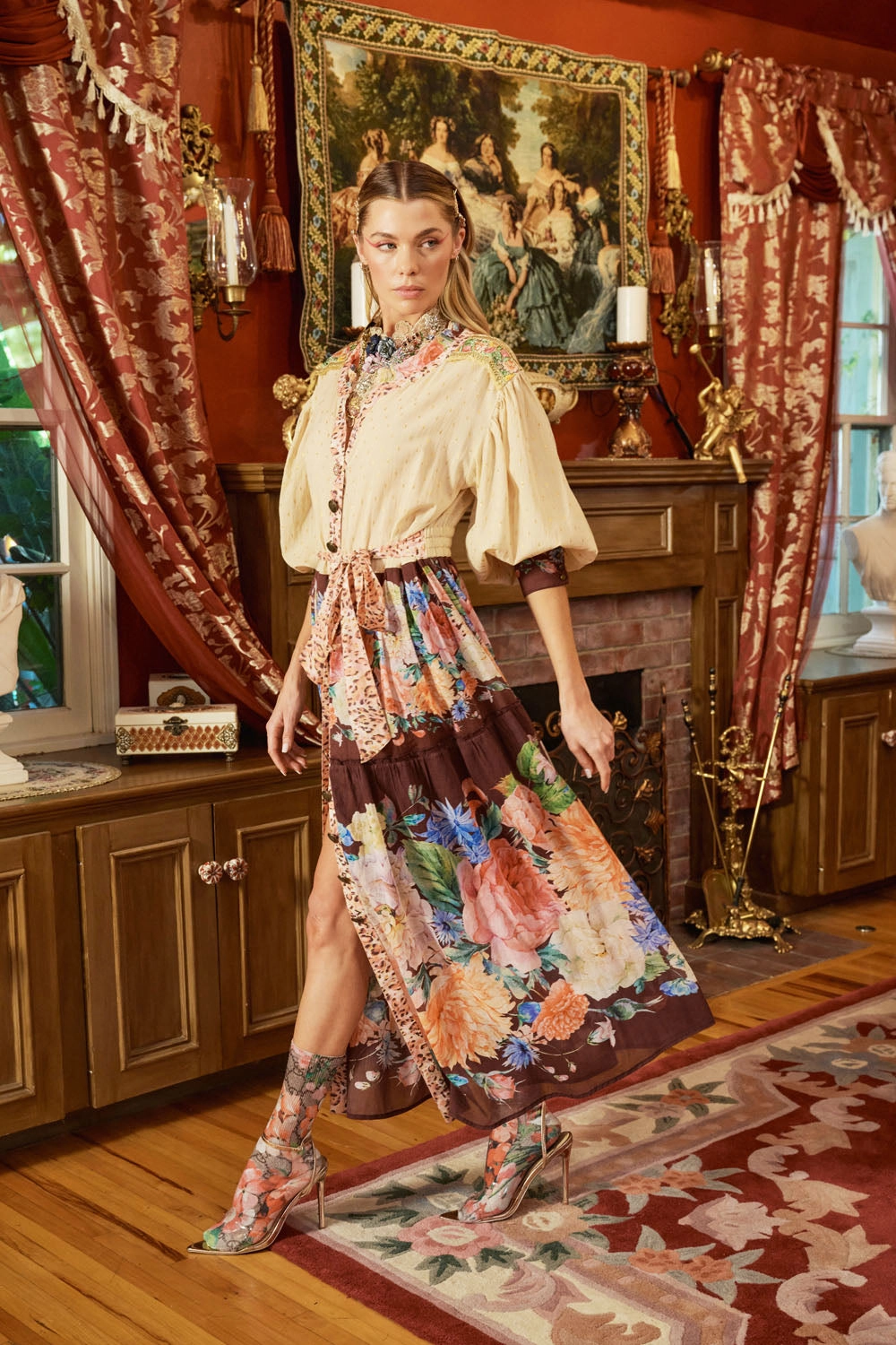 Warm Palette Calm Lines Floral Dreams Maxi Dress by Aratta