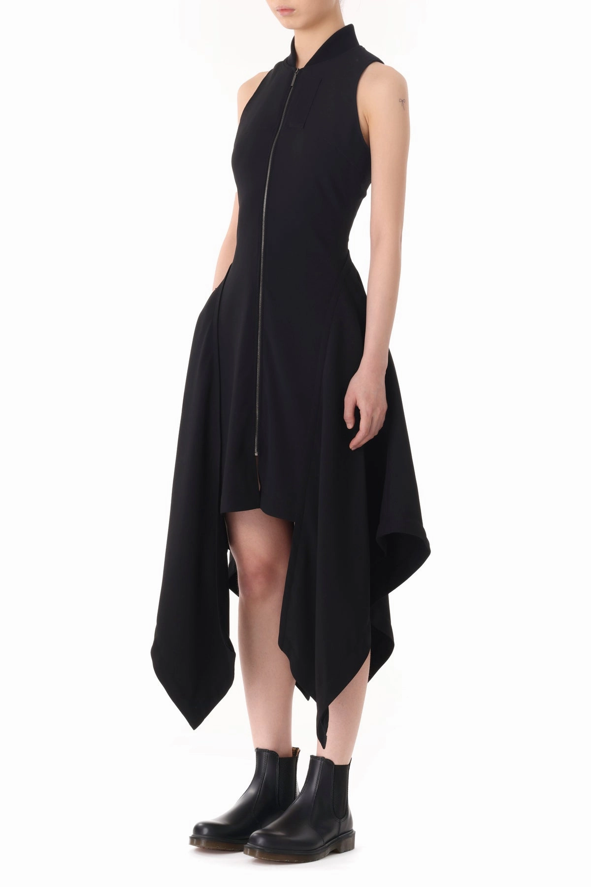 FLUID CREPE BOMBER FIT AND FLARE DRESS Trendy Silhouette