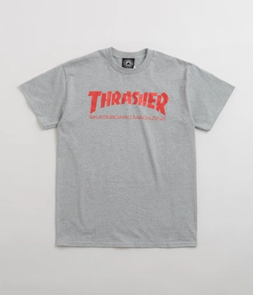 top Limited Edition Thrasher Skate Mag T-Shirt - Grey / Red
