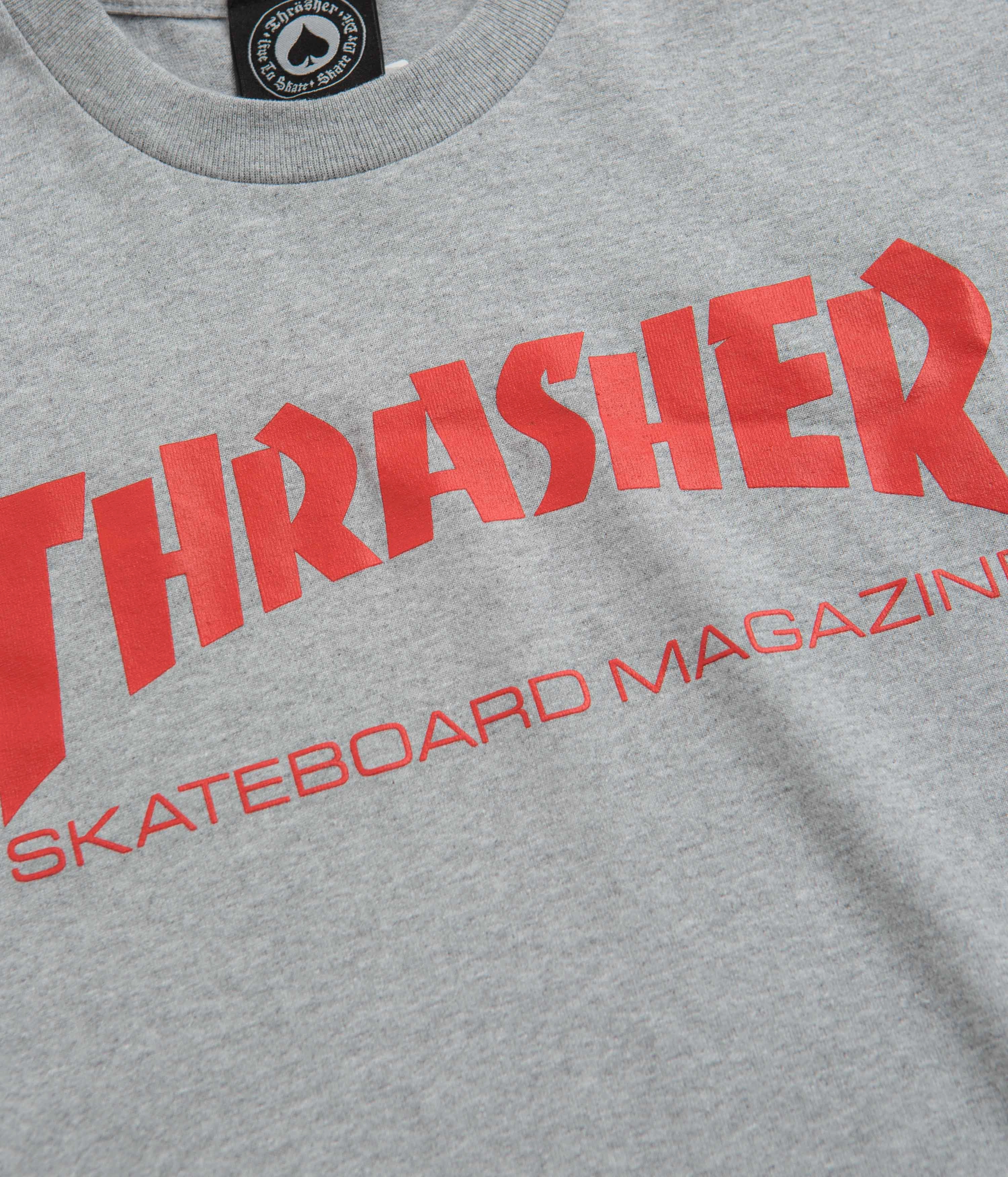 Spring Wear rhinestone Thrasher Skate Mag T-Shirt - Grey / Red