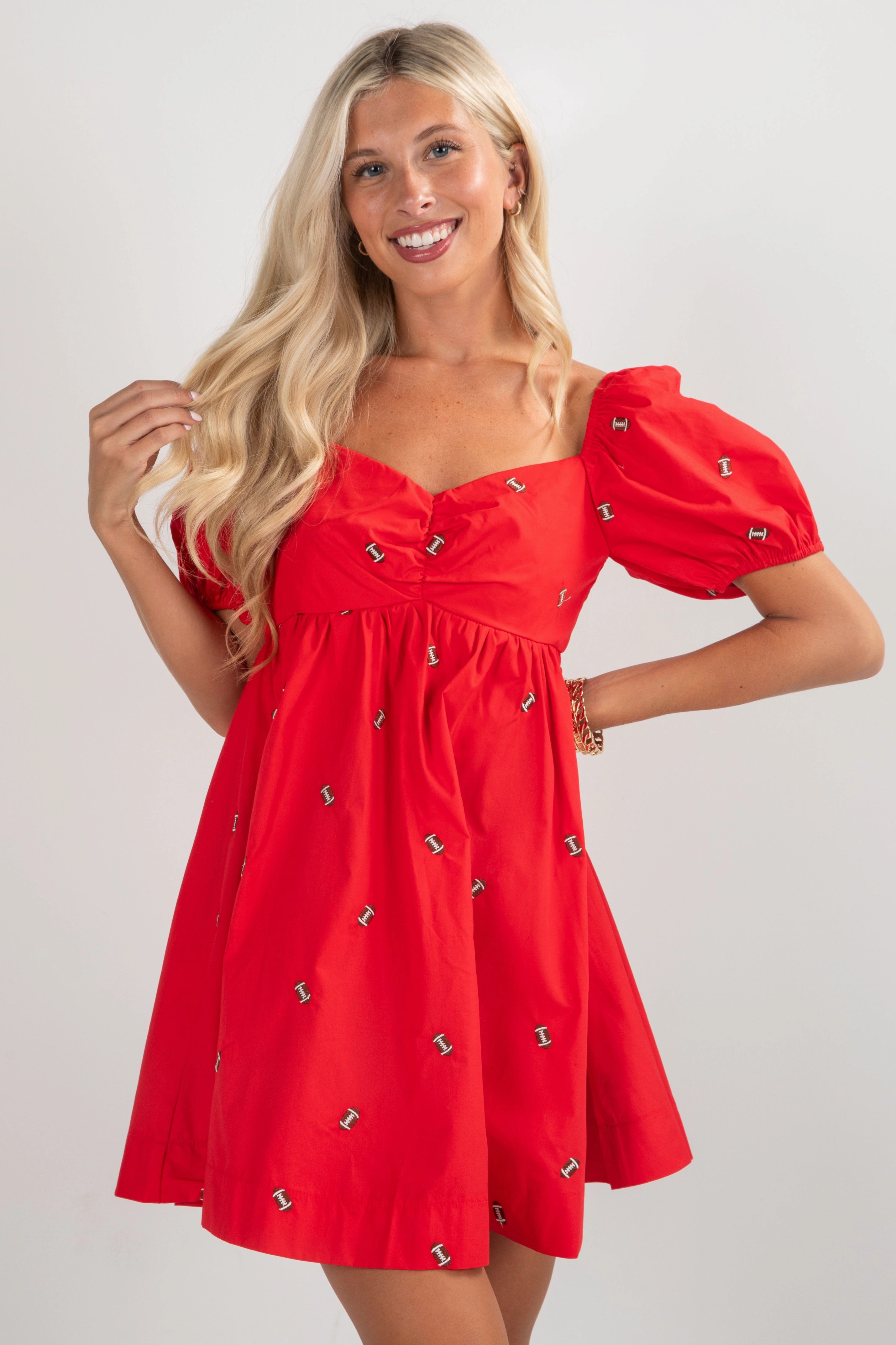 Bridal-Shower Perfect Style Fourth Quarter Football Babydoll Mini Dress