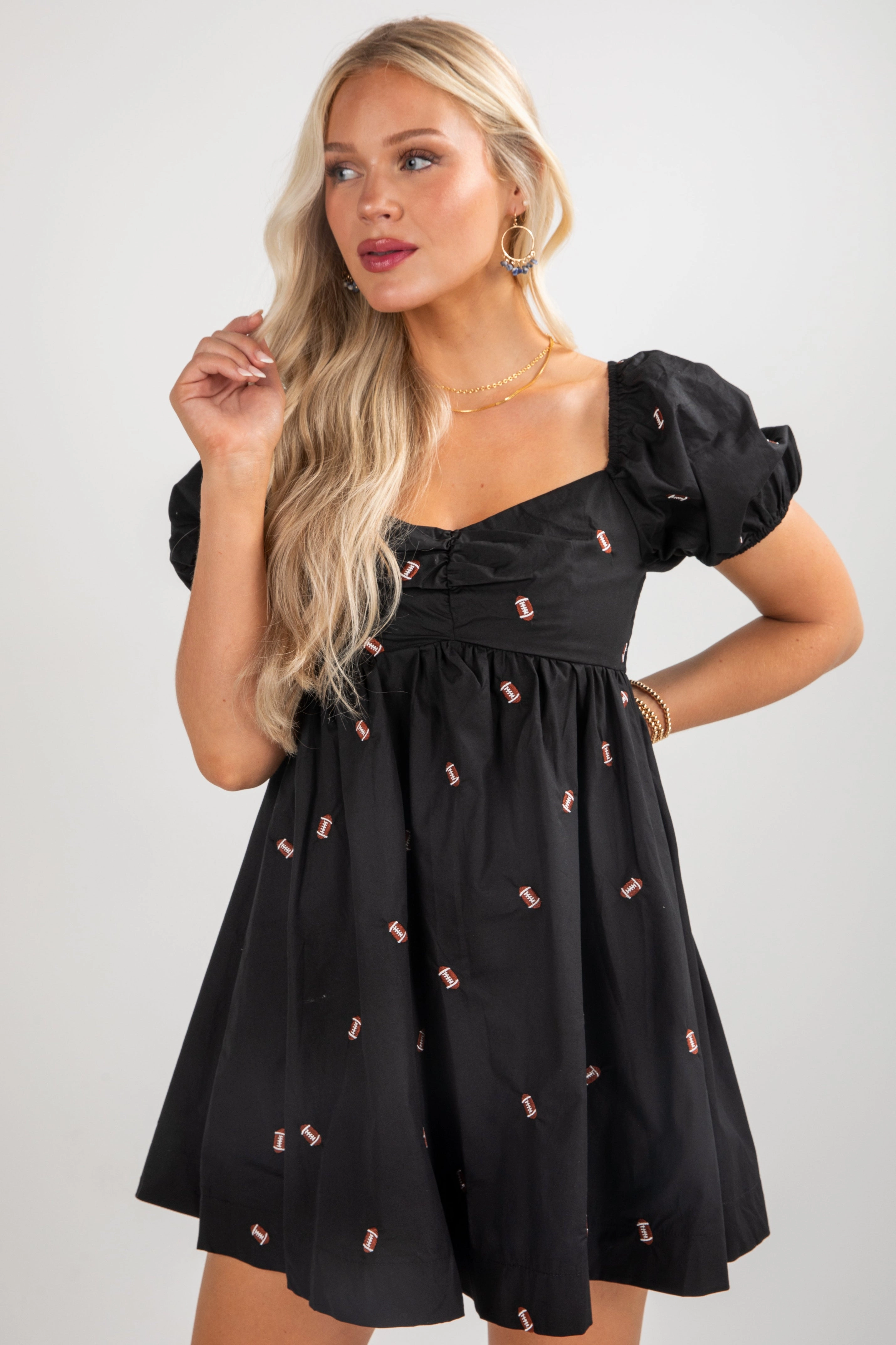 Chilly Comfort Wear Fourth Quarter Football Babydoll Mini Dress