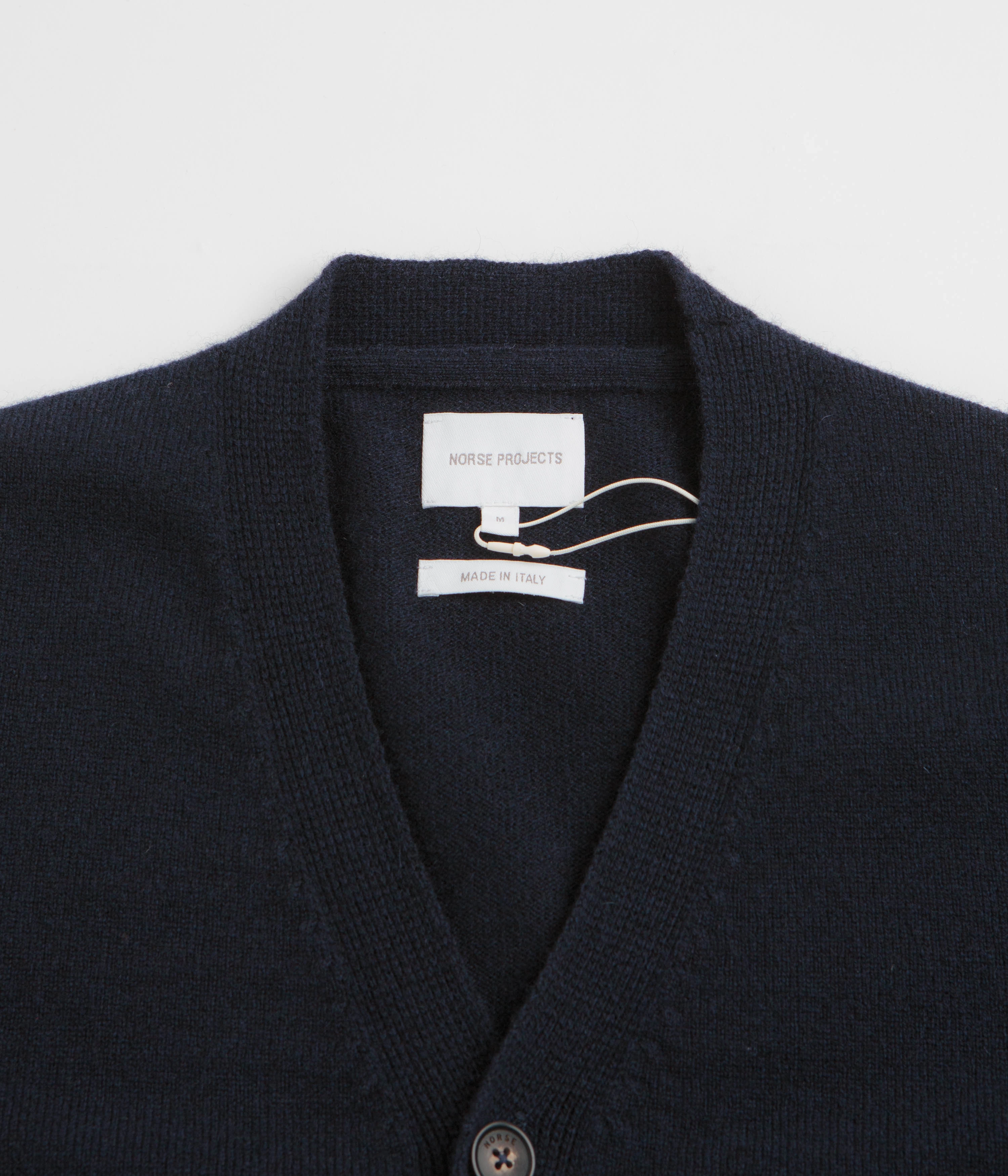 Norse Projects Standard Merino Cardigan - Dark Navy product hook practicality right for running