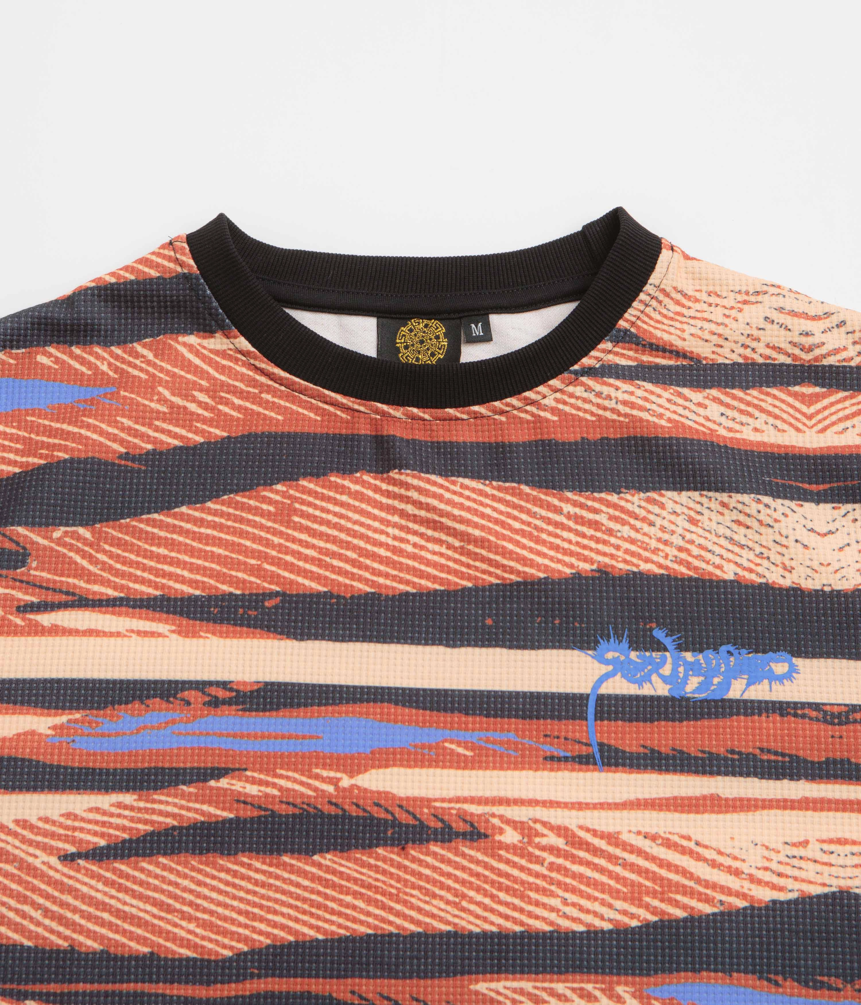 Sexhippies Sublimated Thermal Long Sleeve T-Shirt - Tan / Black clip Abstract Pattern