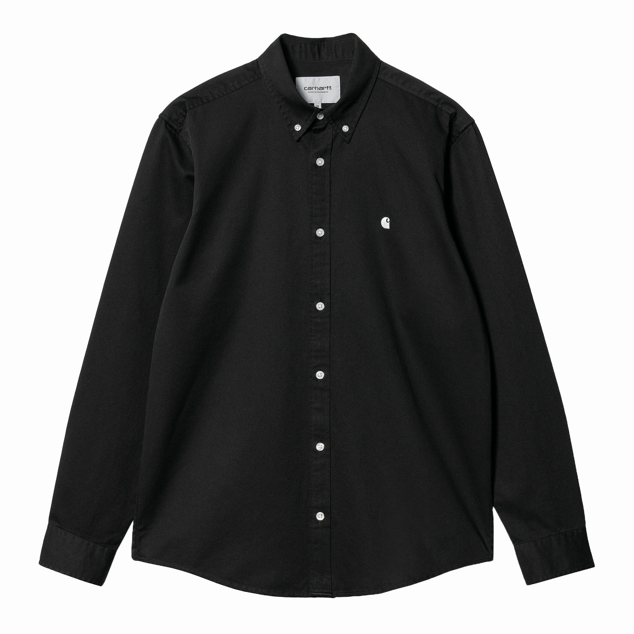 Carhartt WIP L/S Madison Shirt - Black / Wax High-End Fabric Vintage Style