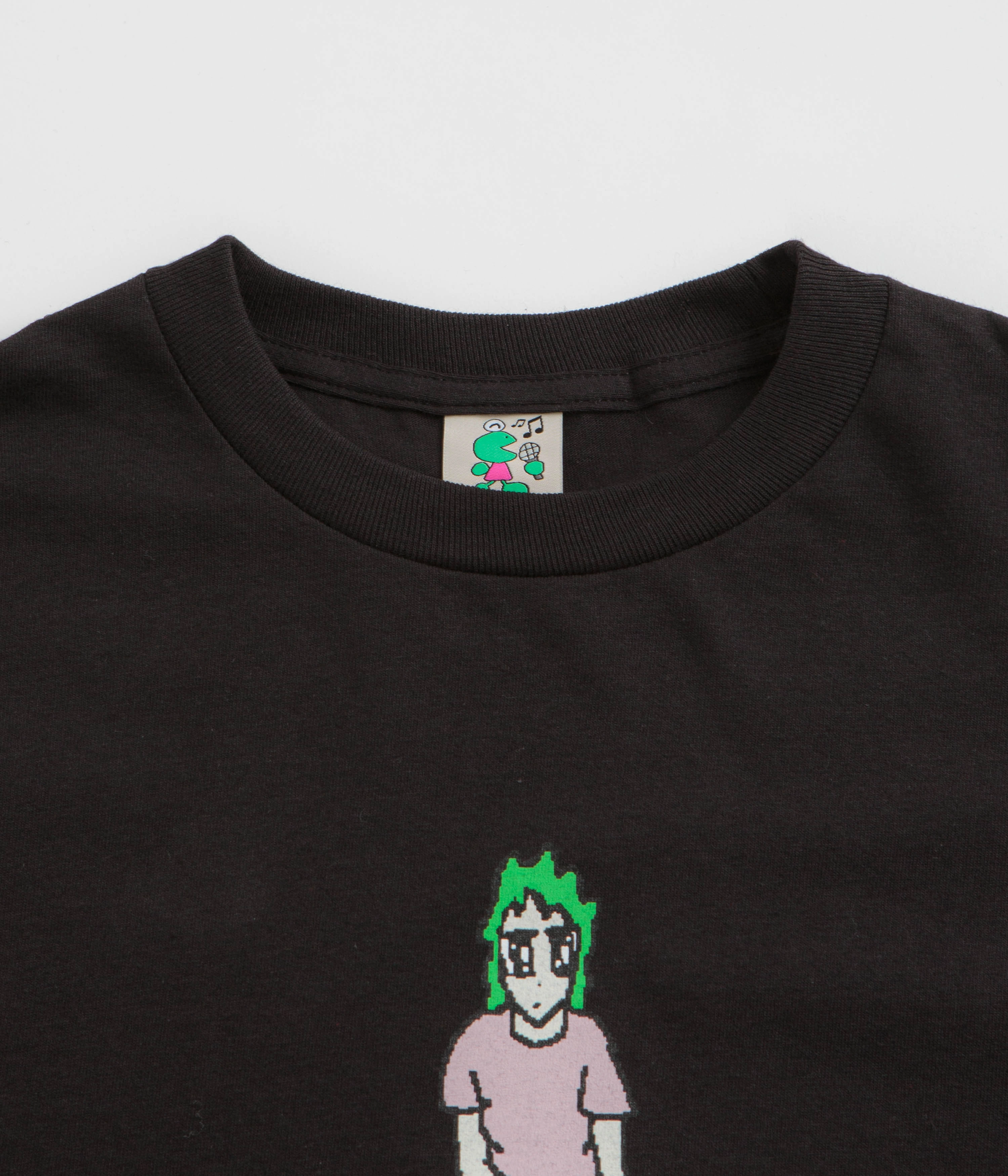 Maxi length bootcut pants silhouette Frog Broken Glasses Long Sleeve T-Shirt - Black