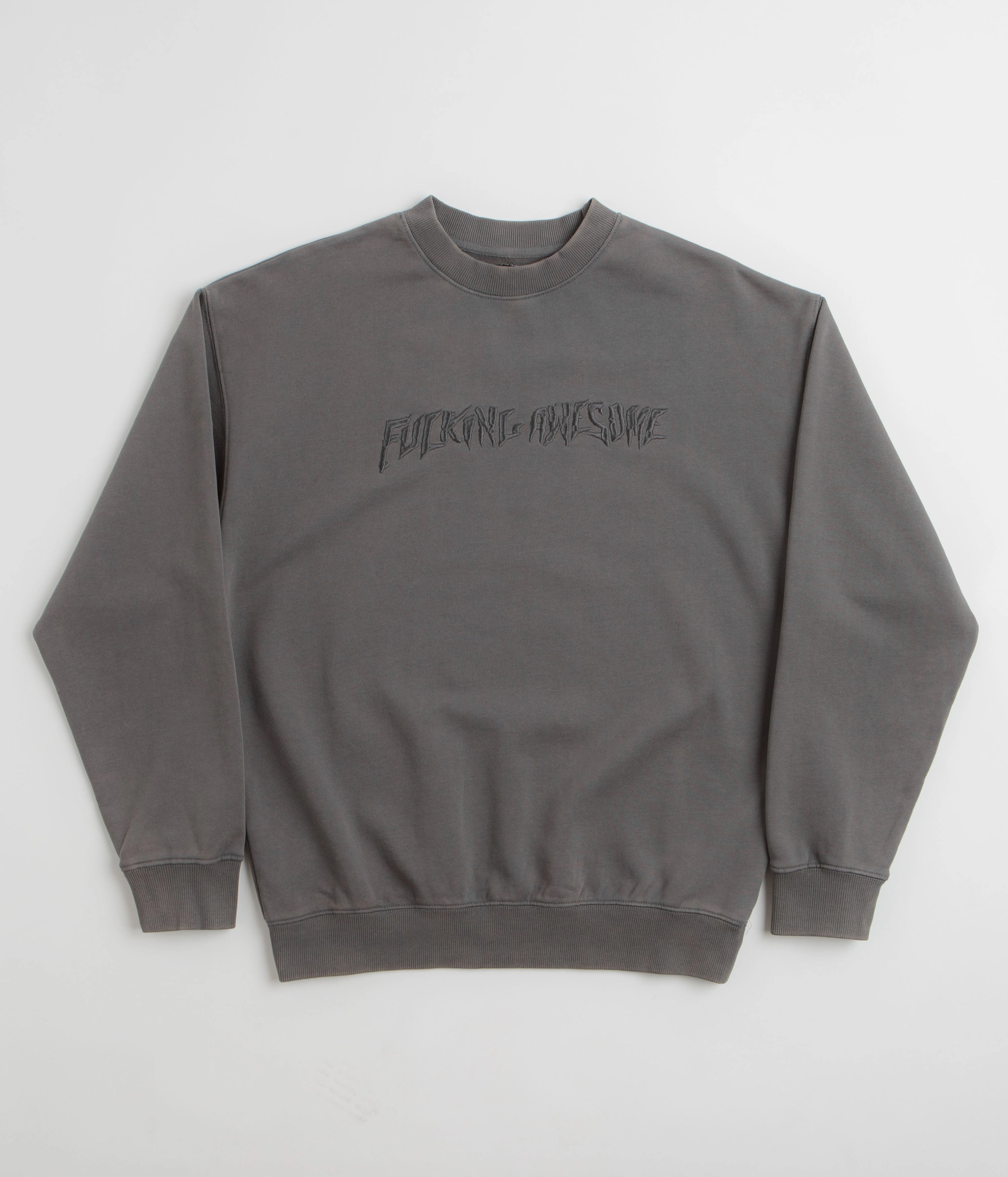 Fucking Awesome Distressed Stamp Crewneck Sweatshirt - Black Casual Wear simple design