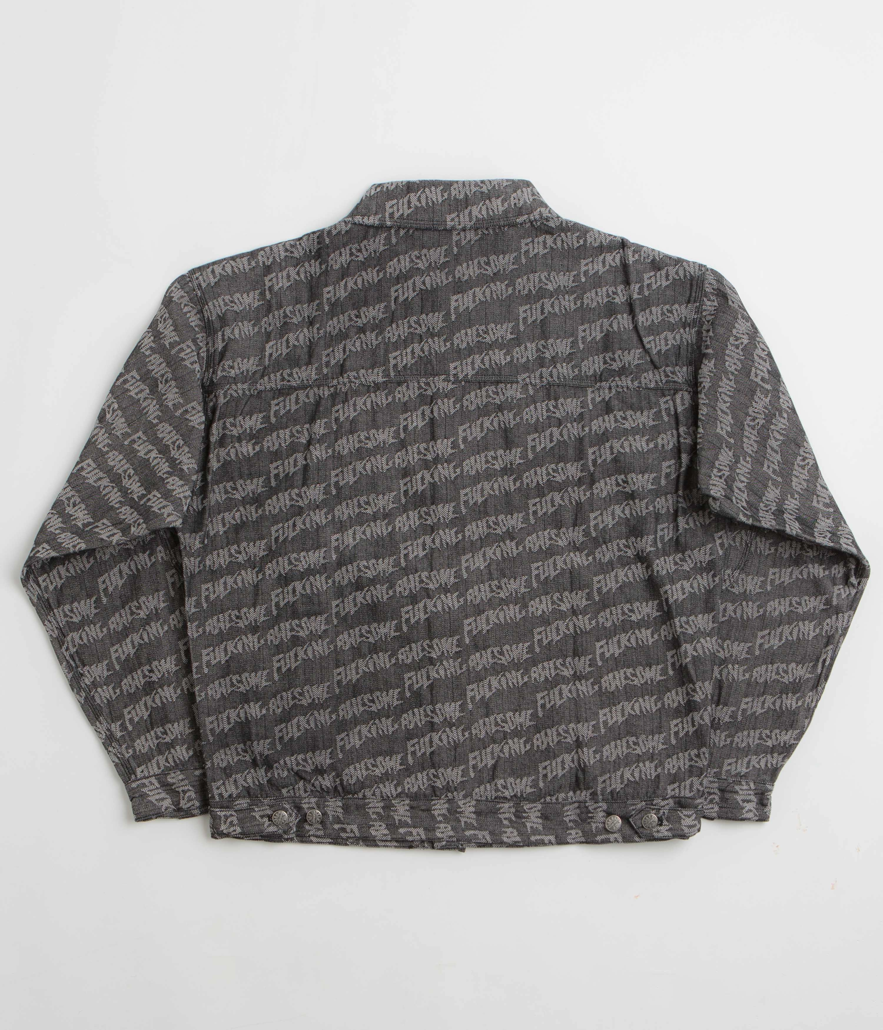 Unwind Smart Design Fucking Awesome Herringbone Work Jacket - Black / Light Grey