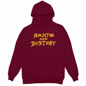 Relaxed Waistband Thrasher - Skate & Destroy Hoodie Maroon