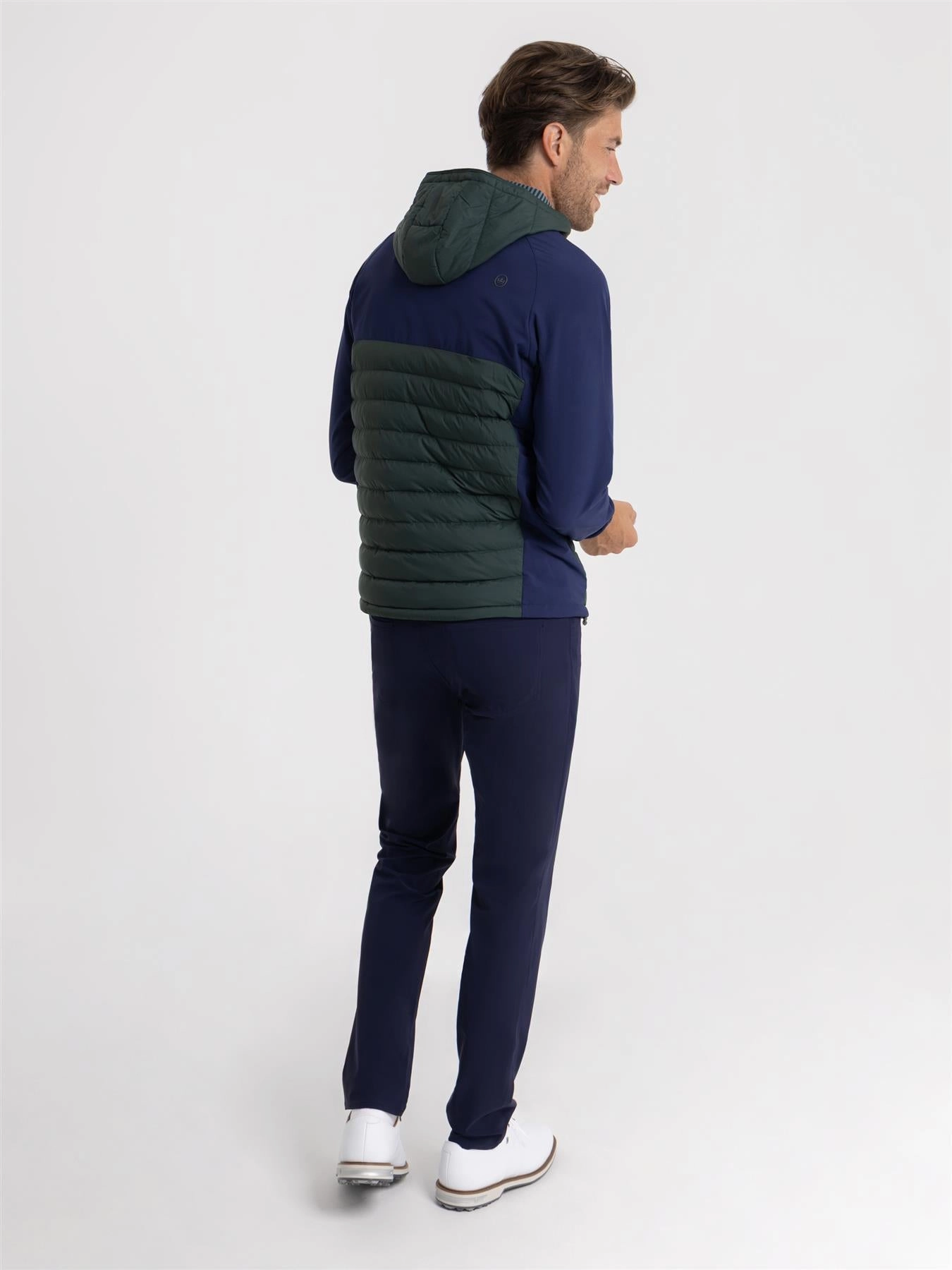 Apex Hybrid Hooded Jacket Nordic Pine/Navy Warm Coverage