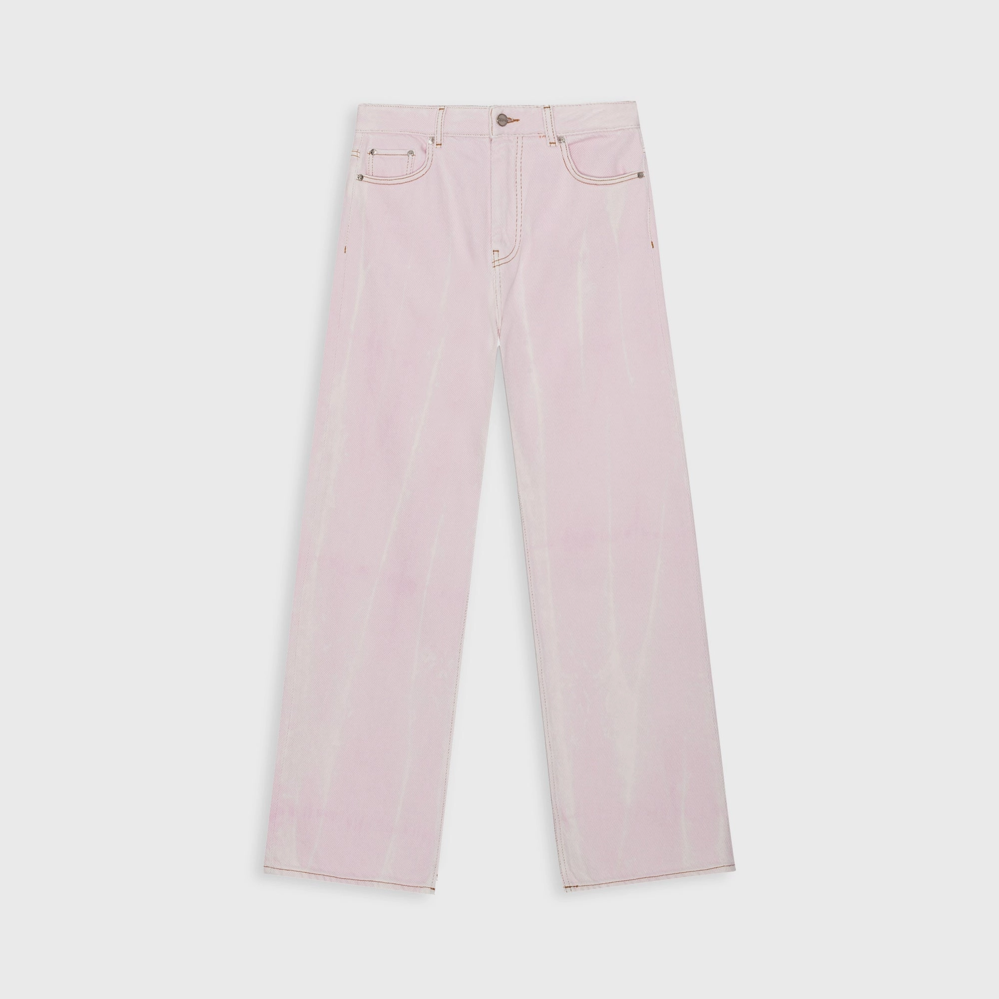 Wrinkle Free Fabric Ganni Overdyed Heavy Denim Izey Pant - Chalk Pink