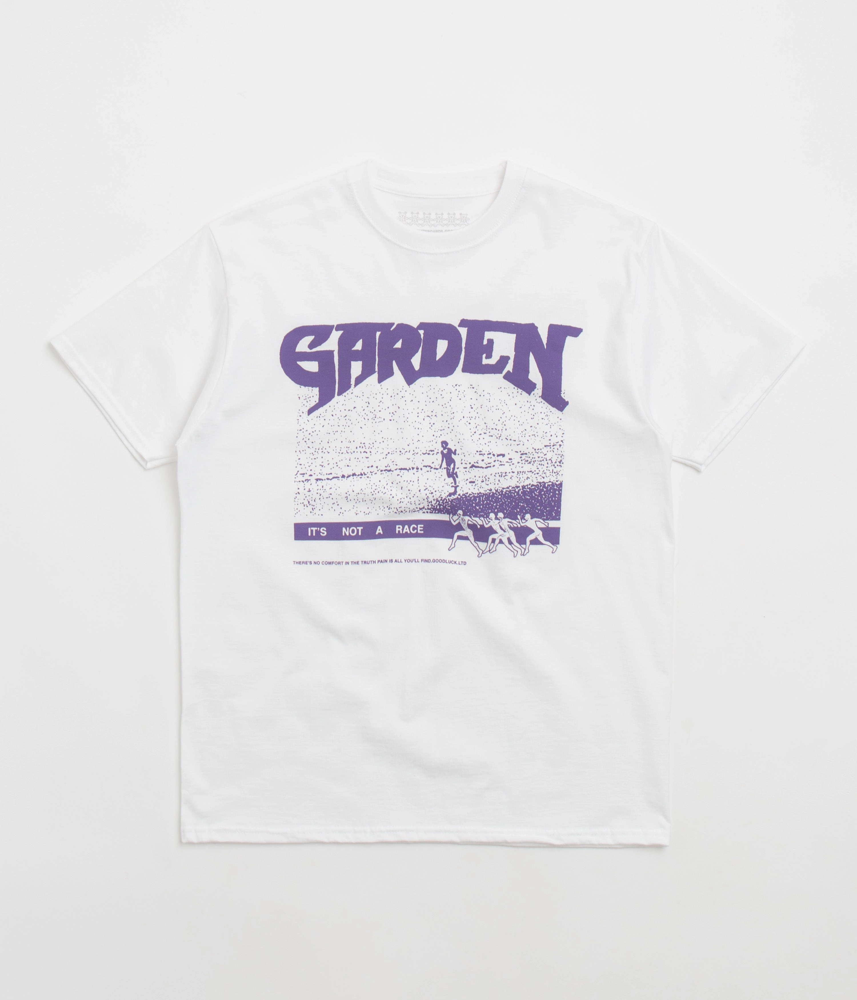 Garden Not A Race T-Shirt - White / Purple Cap sleeves Asian size