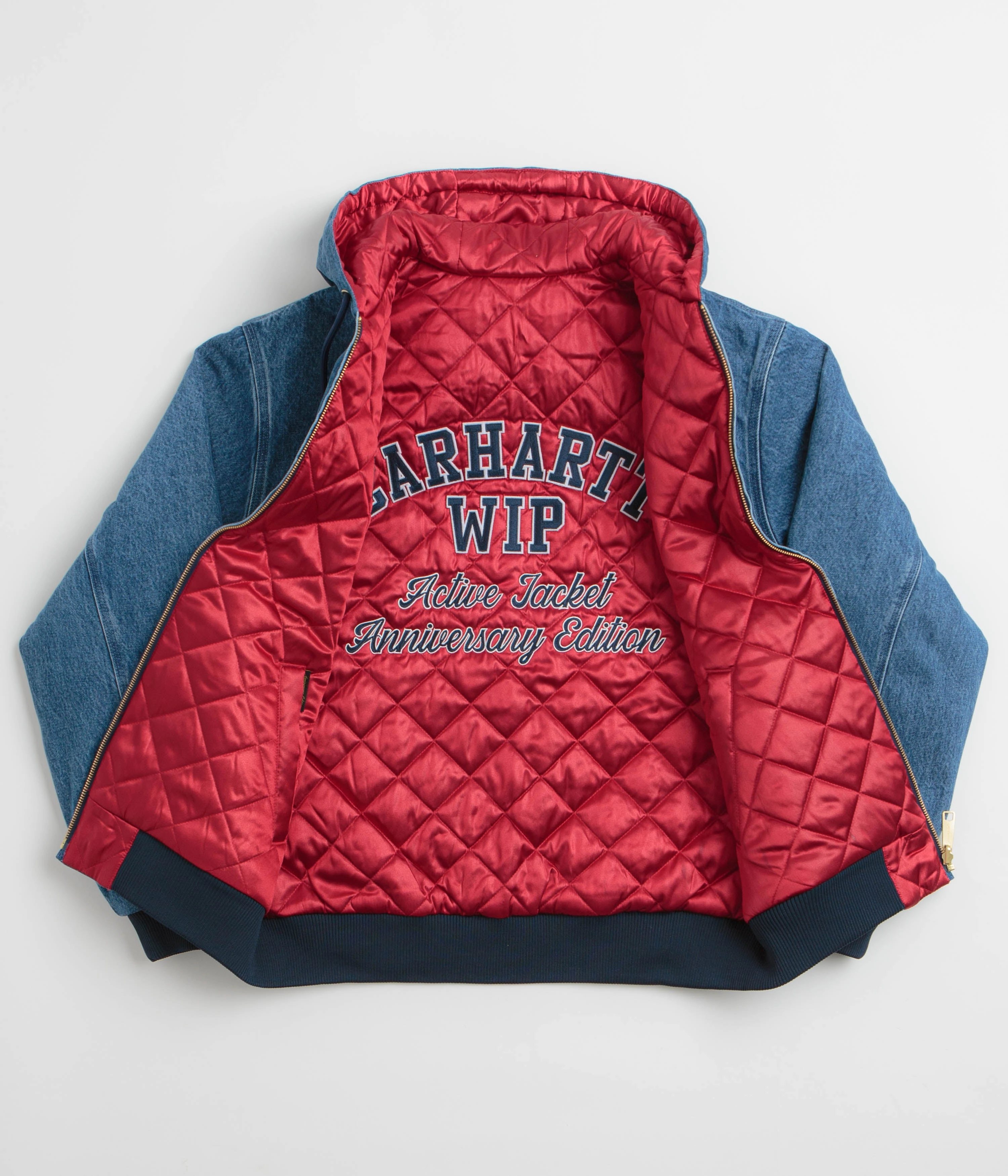 Carhartt Denim OG Active Jacket - Blue / USA Red Oversized Mold Resistant Coating