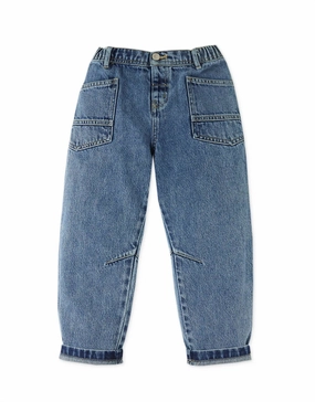 Girl's Denim Pants In Blue WindResistantMaterial Comfortable Design