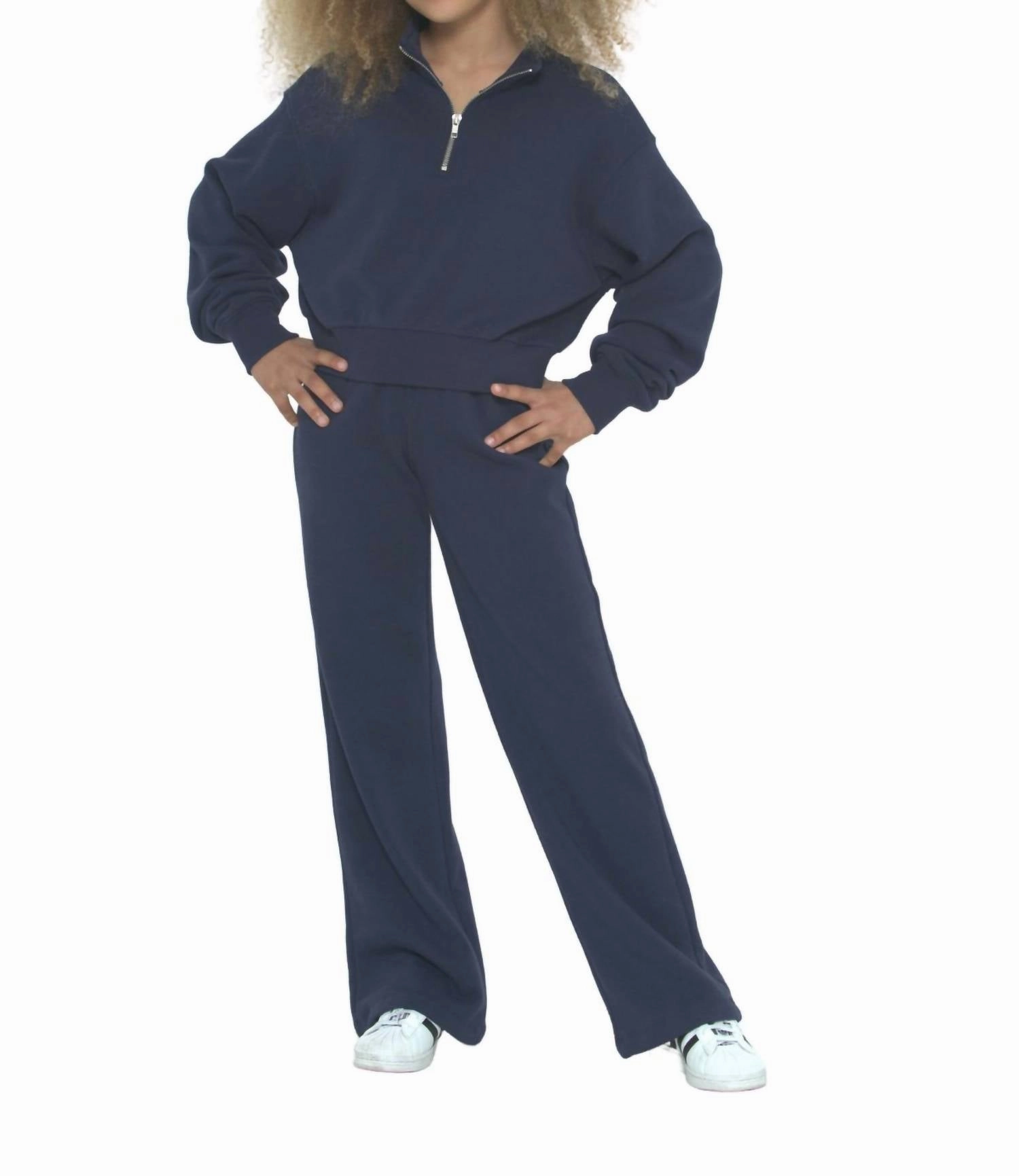 Girl's Dylan Wide Leg Pant In Evening Blue Comfort Wear Fit Outdoor Friendly