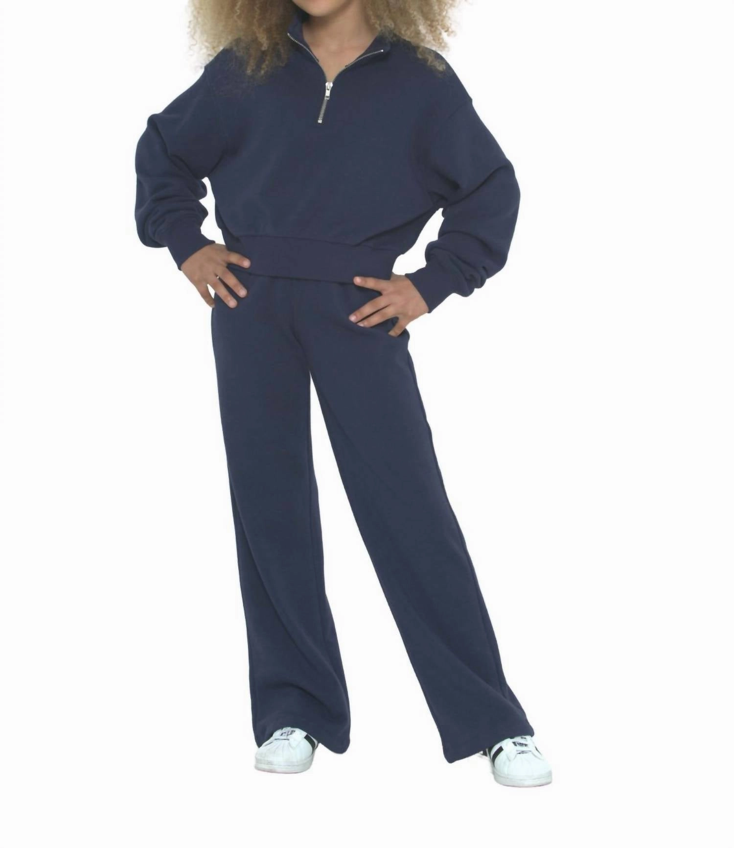 Girl's Dylan Wide Leg Pant In Evening Blue Stylish Fit Active Comfort Wear