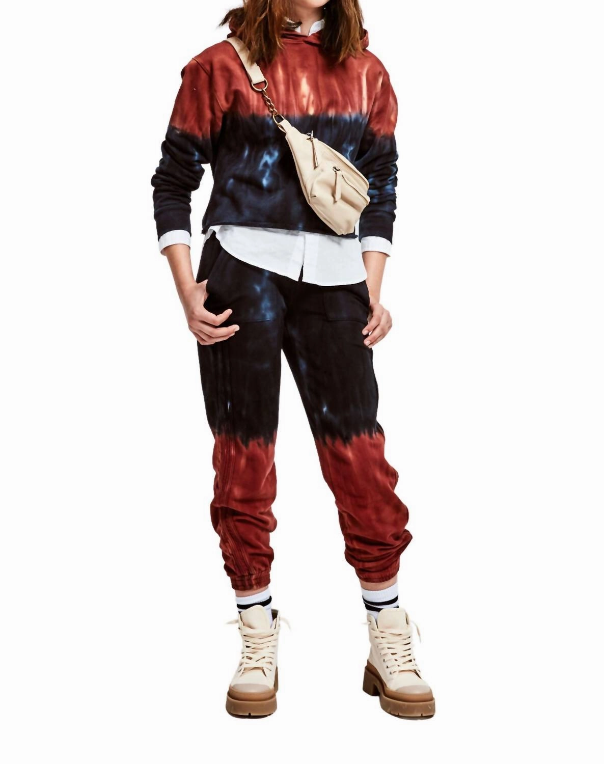Girl's Fiery Tie Dye Jogger In Black,rust Functional Layers All terrain