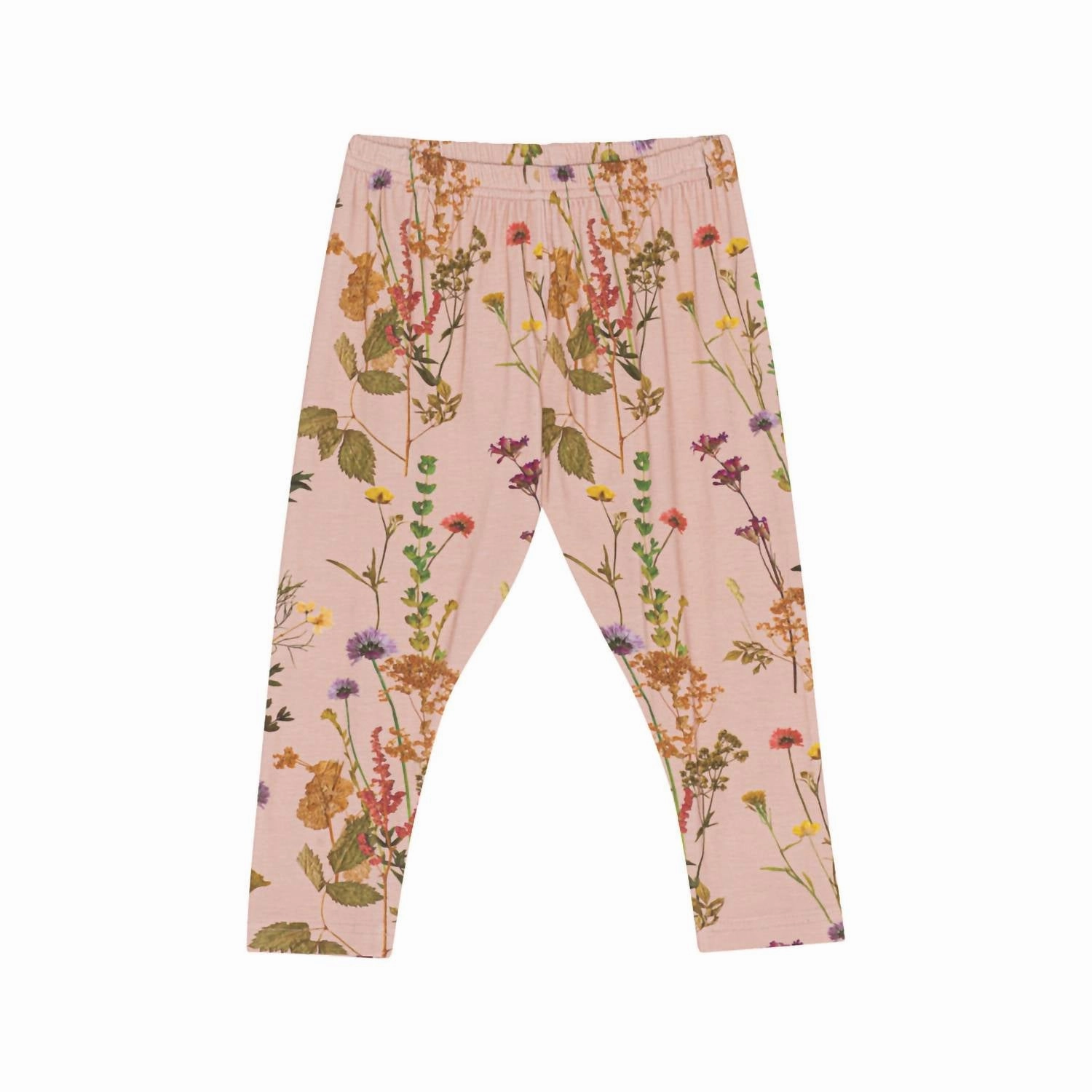 Girl's Flower Leggings In Beige No Ride Up Design PermeableCloth