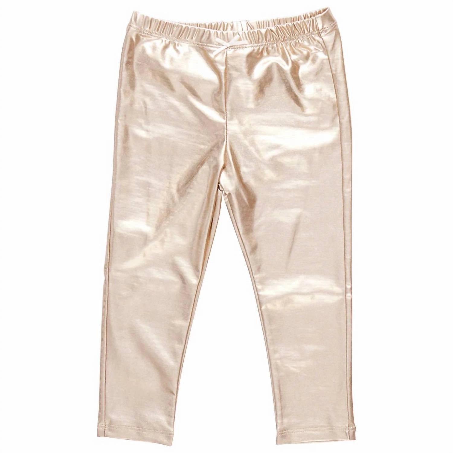 Heat Dissipating Girl's Lame Leggings In Light Gold