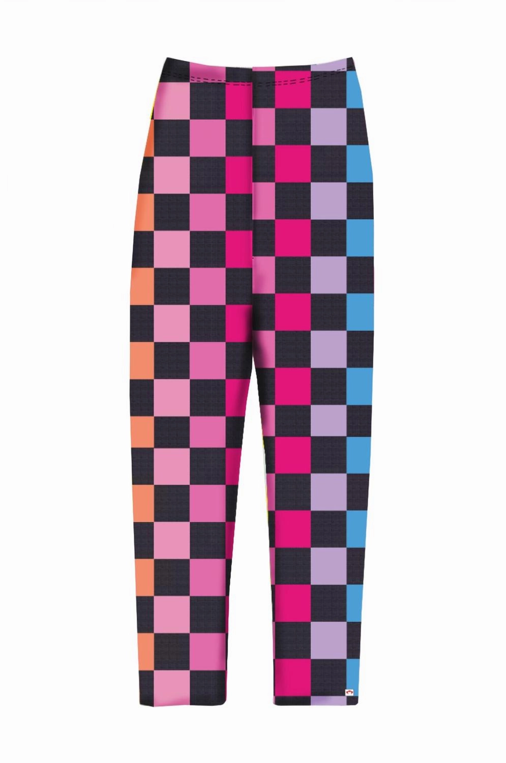 Girl's Leggings Checkerboard In Navy Check Versatile Fashion