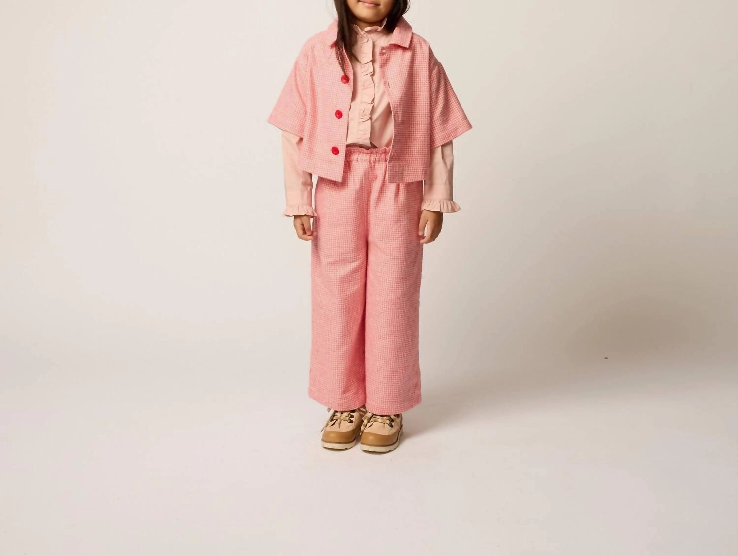 Casual Comfort Fit Girl's Paperbag Pant In Houndstooth