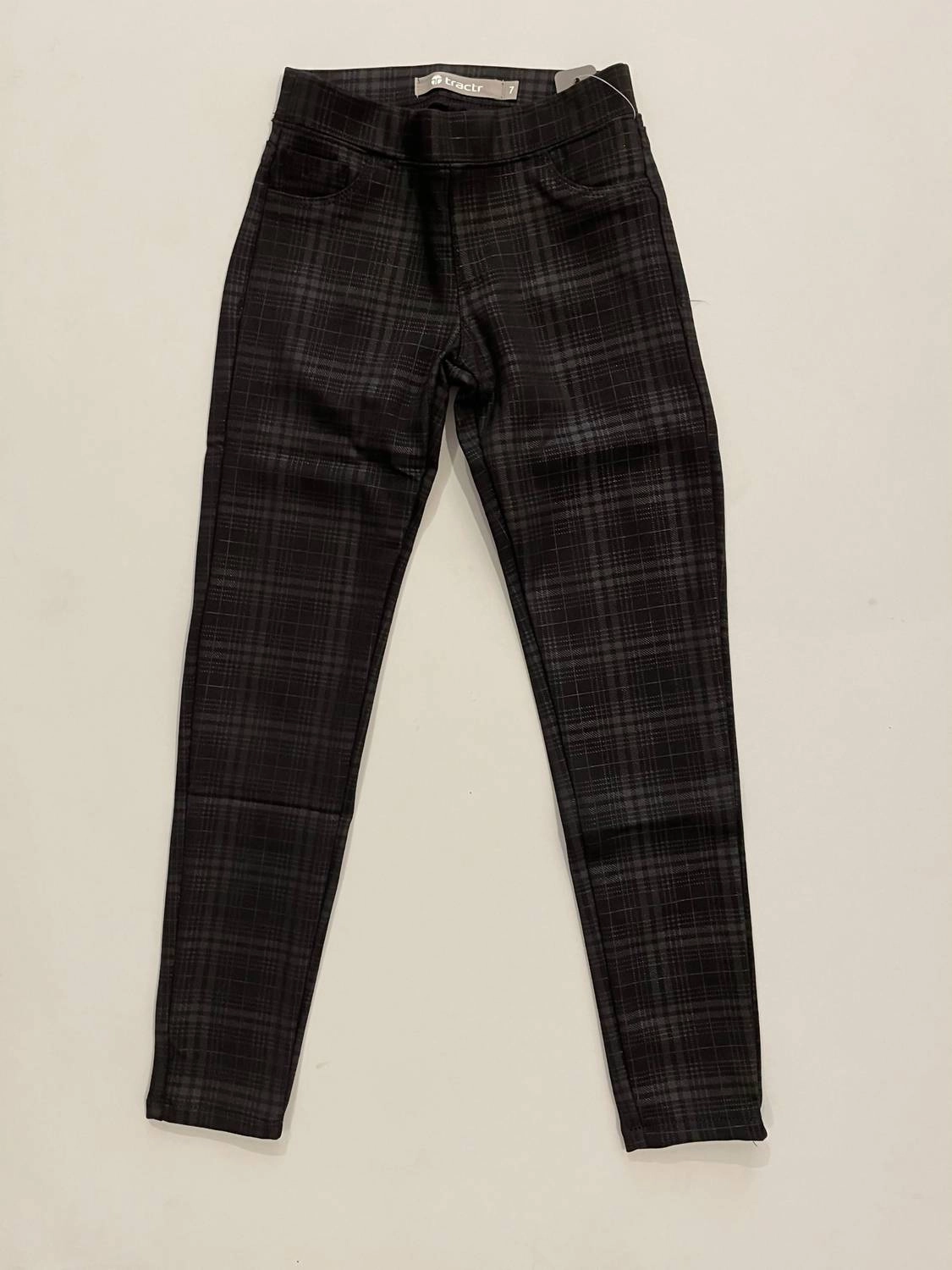 Girl's Pattern Skinny Pant In Plaid Minimalist Waist
