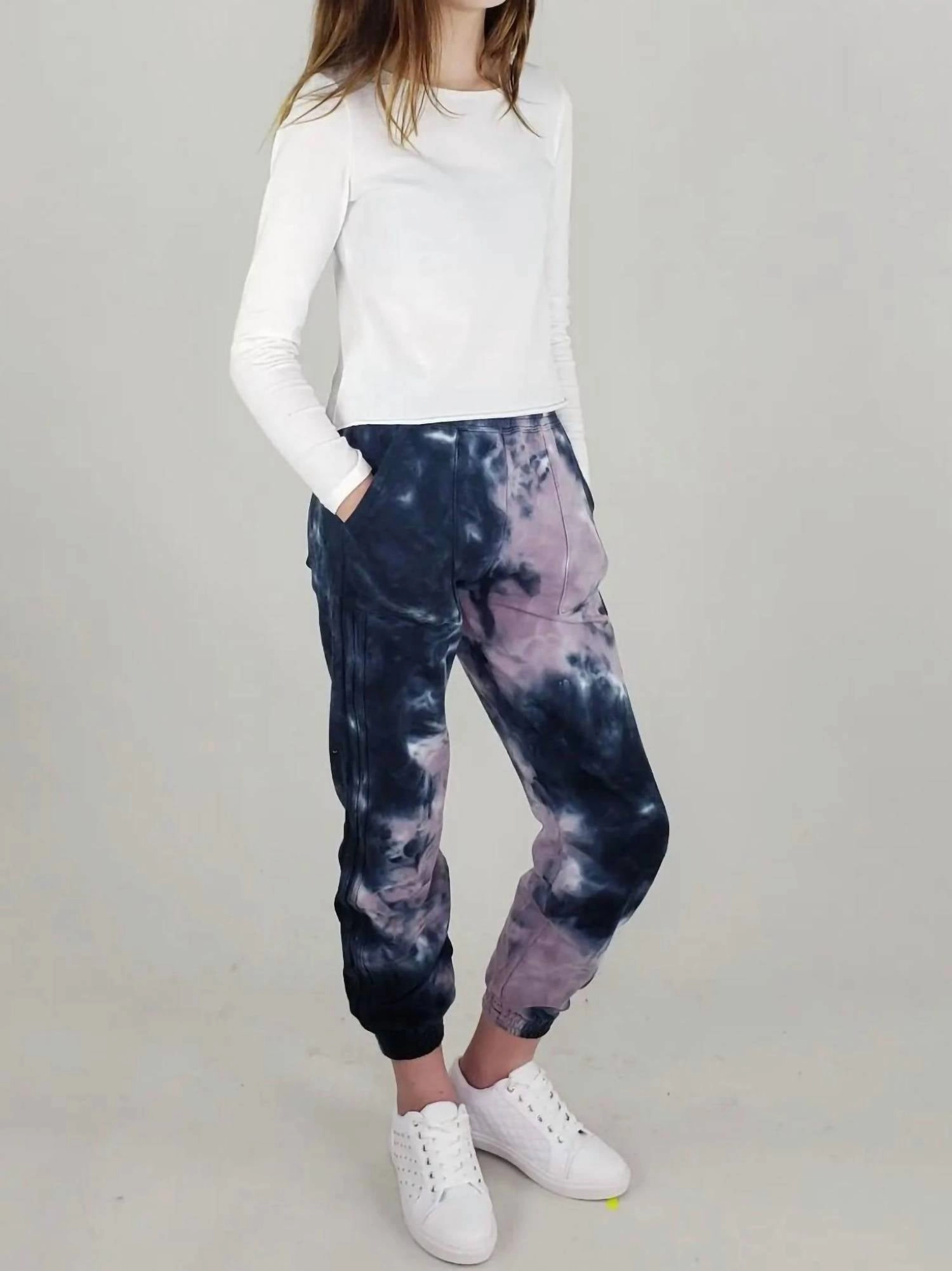 Girl's Tie Dye Jogger In Midnight Flexible Knee Panels