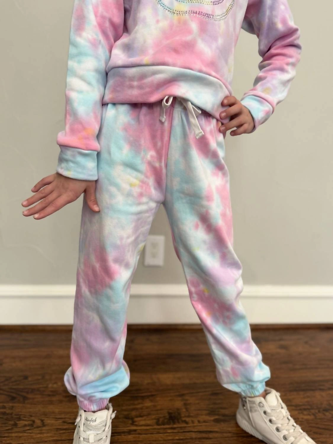 Girl's Tie-Dye Joggers In Pastel Multi Light Shape LightweightDesign