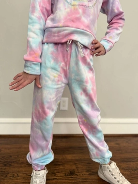 Girl's Tie-Dye Joggers In Pastel Multi Multipurpose Design