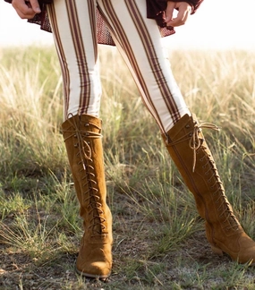Flexible shape Girl's Victoria Stripe Leggings In Brown